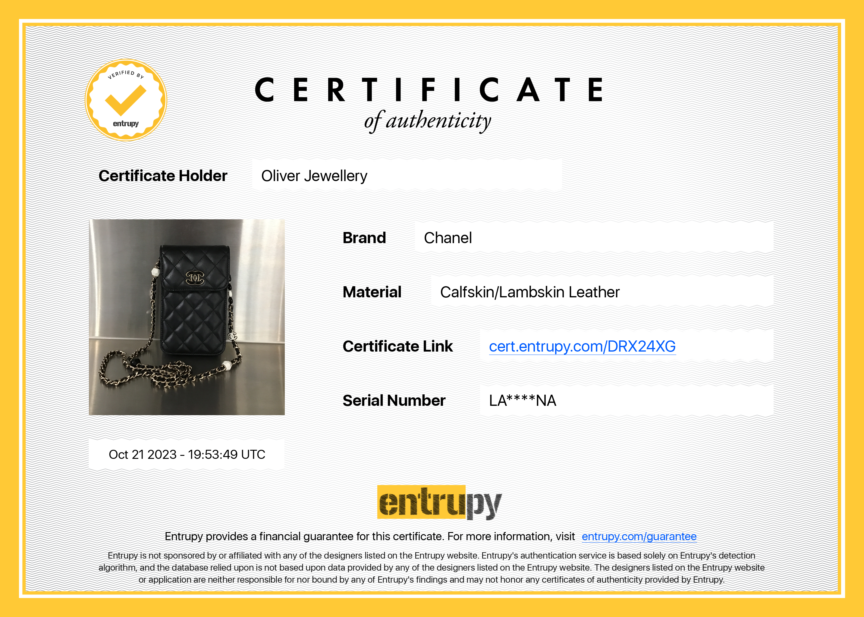 Chanel 2023 Black Quilted Calfskin Leather Candy CC Chain Phone Holder w/ Box