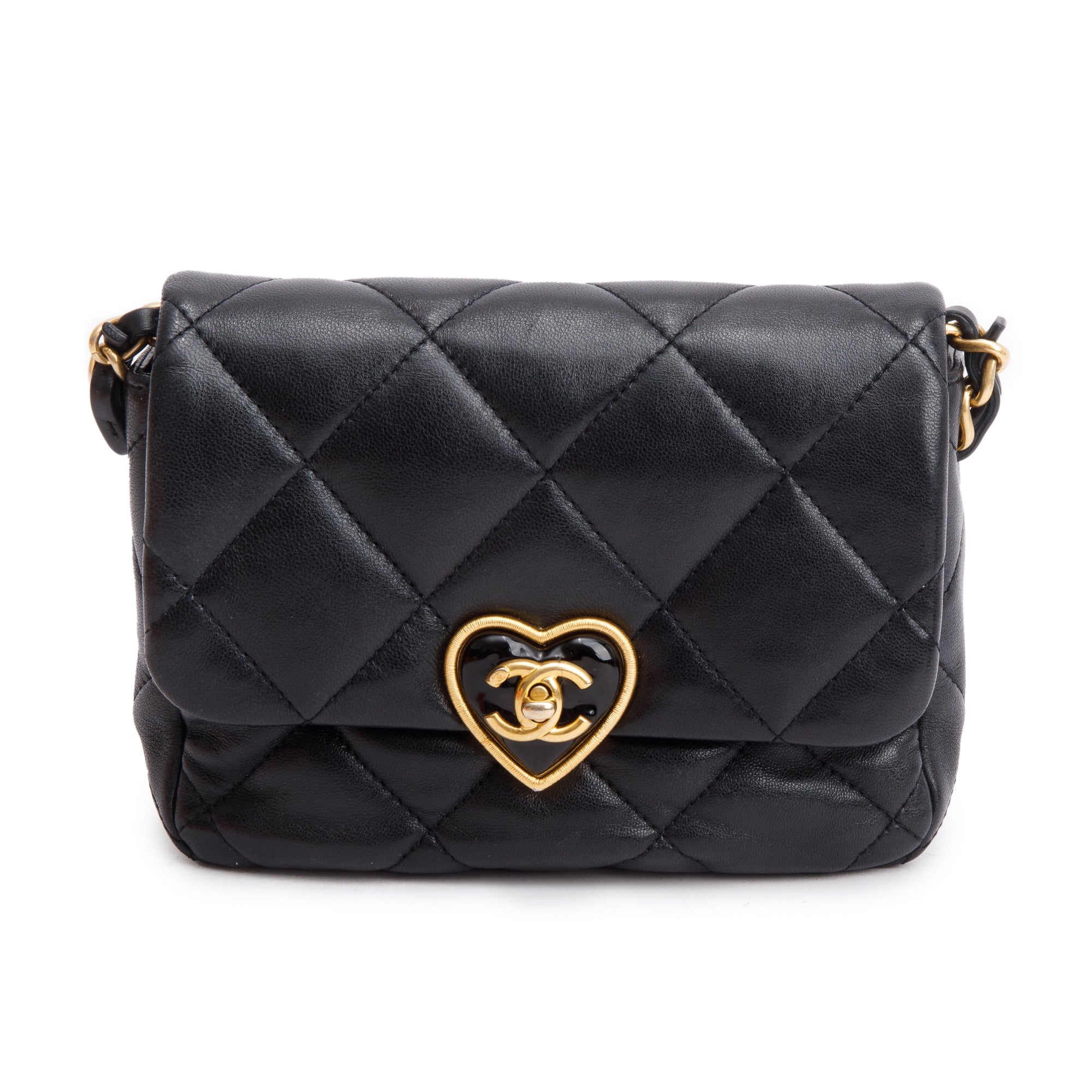 Chanel 2023 Black Quilted Calfskin Leather Coco Love Flap Bag w/ Box & Receipt