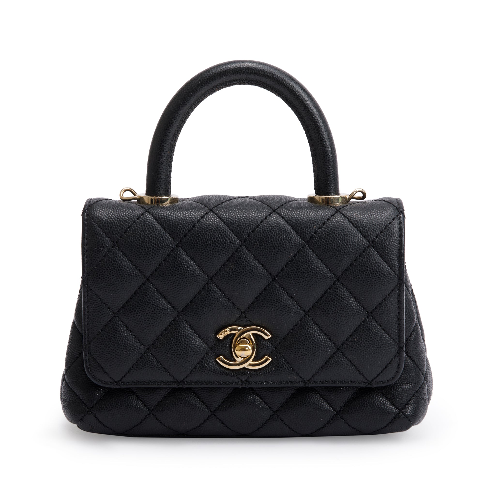 Chanel 2023 Black Quilted Caviar Extra Mini Coco Handle Flap Bag