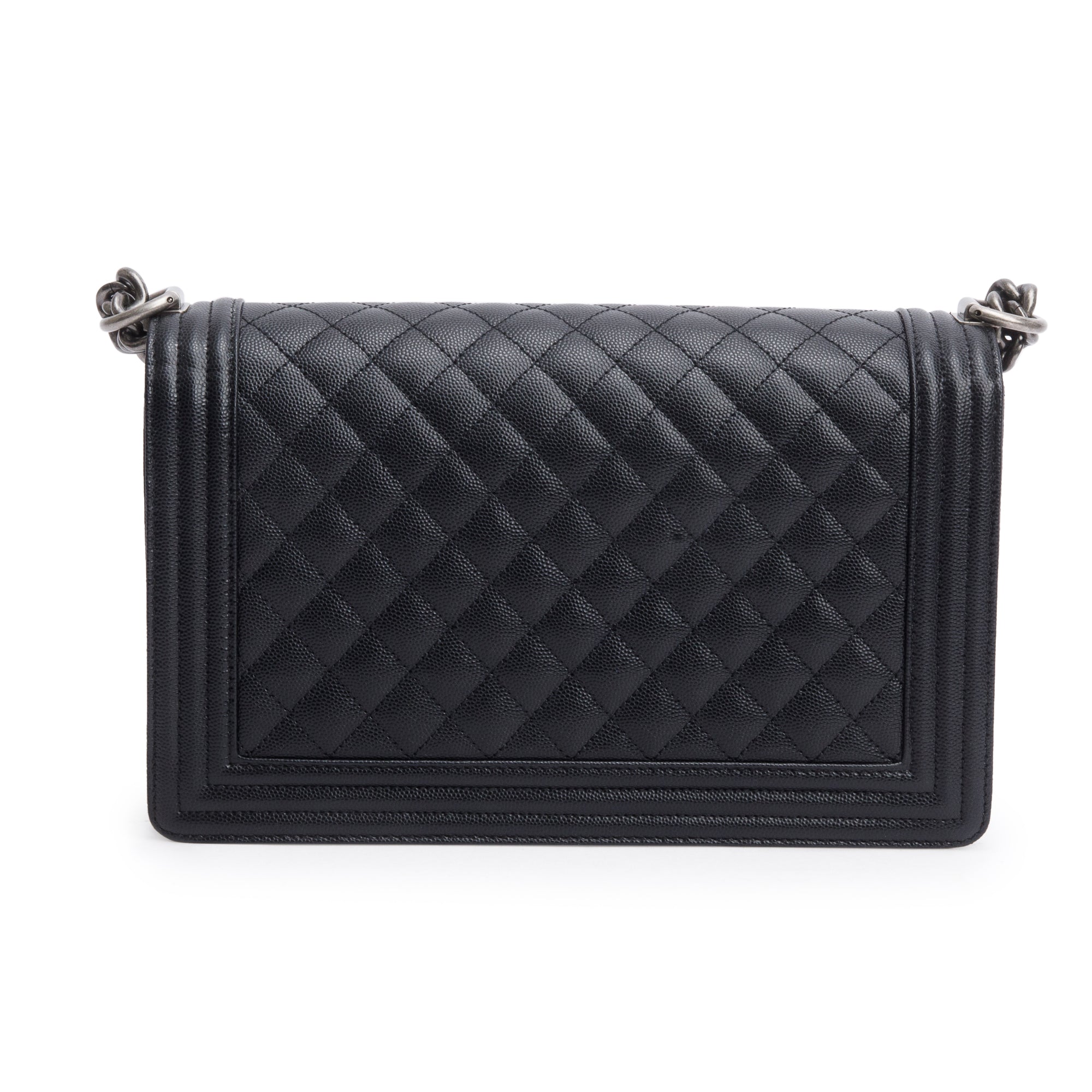 Chanel 2023 Black Quilted Caviar Large Boy Bag w/ Box & Receipt