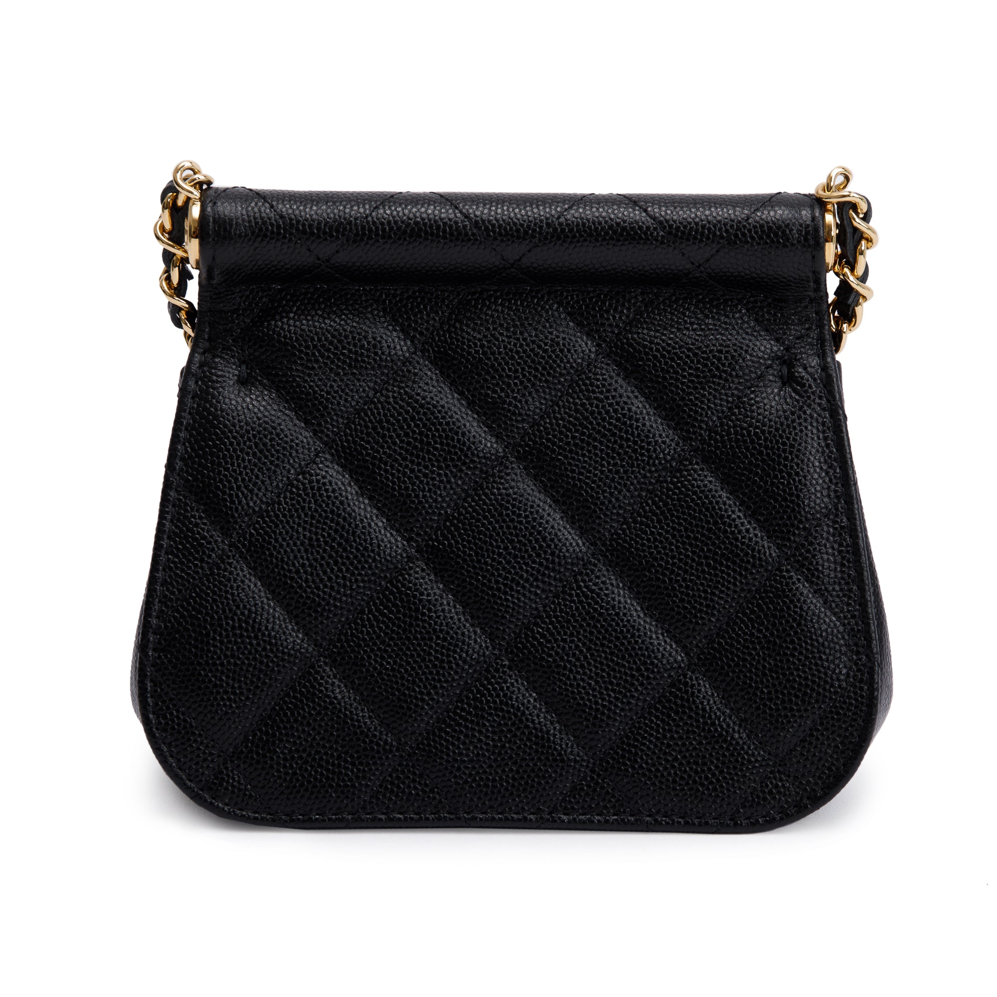 Chanel 2023 Black Quilted Caviar Micro Clutch with Chain w/ Box