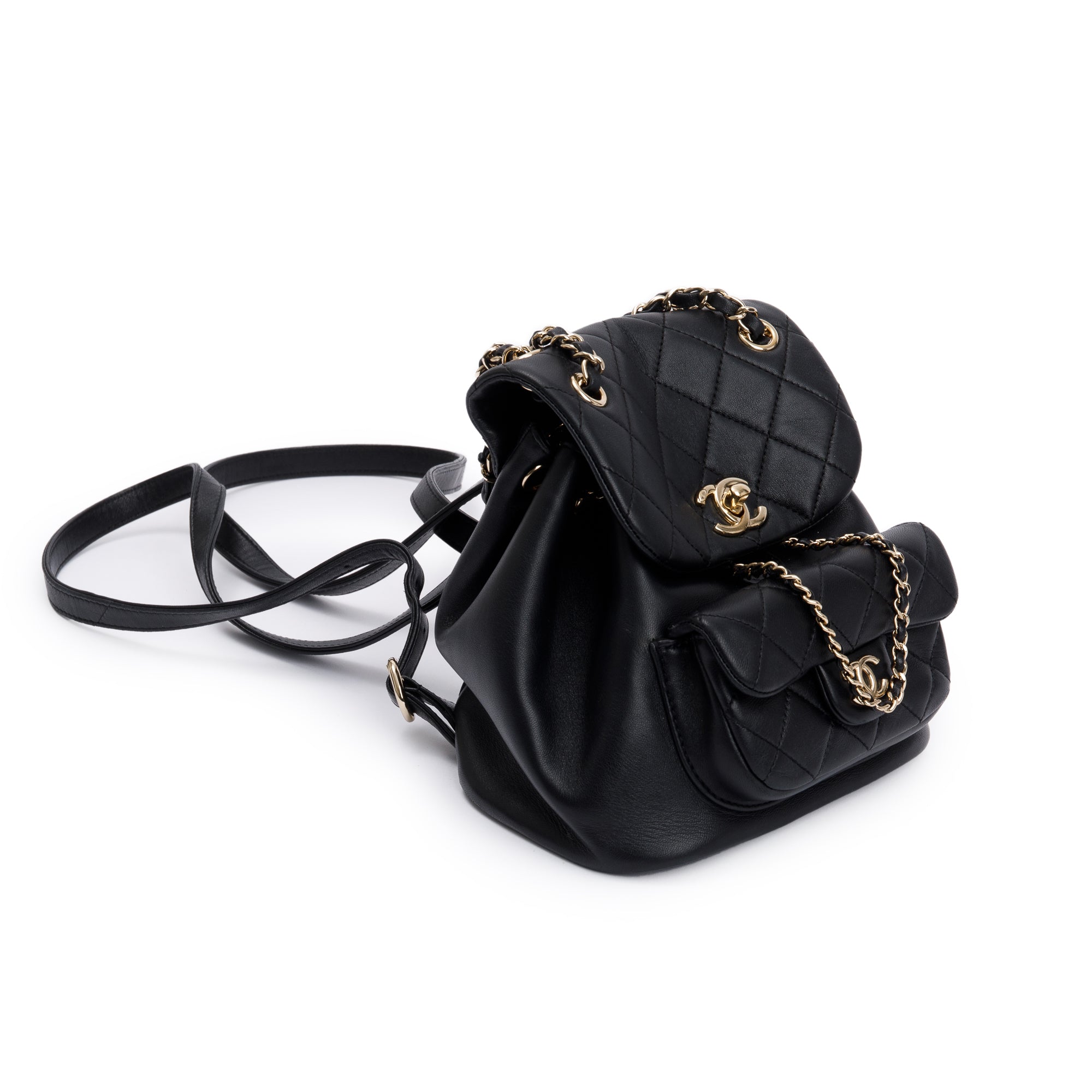 Chanel 2023 Black Quilted Small Duma Drawstring Backpack