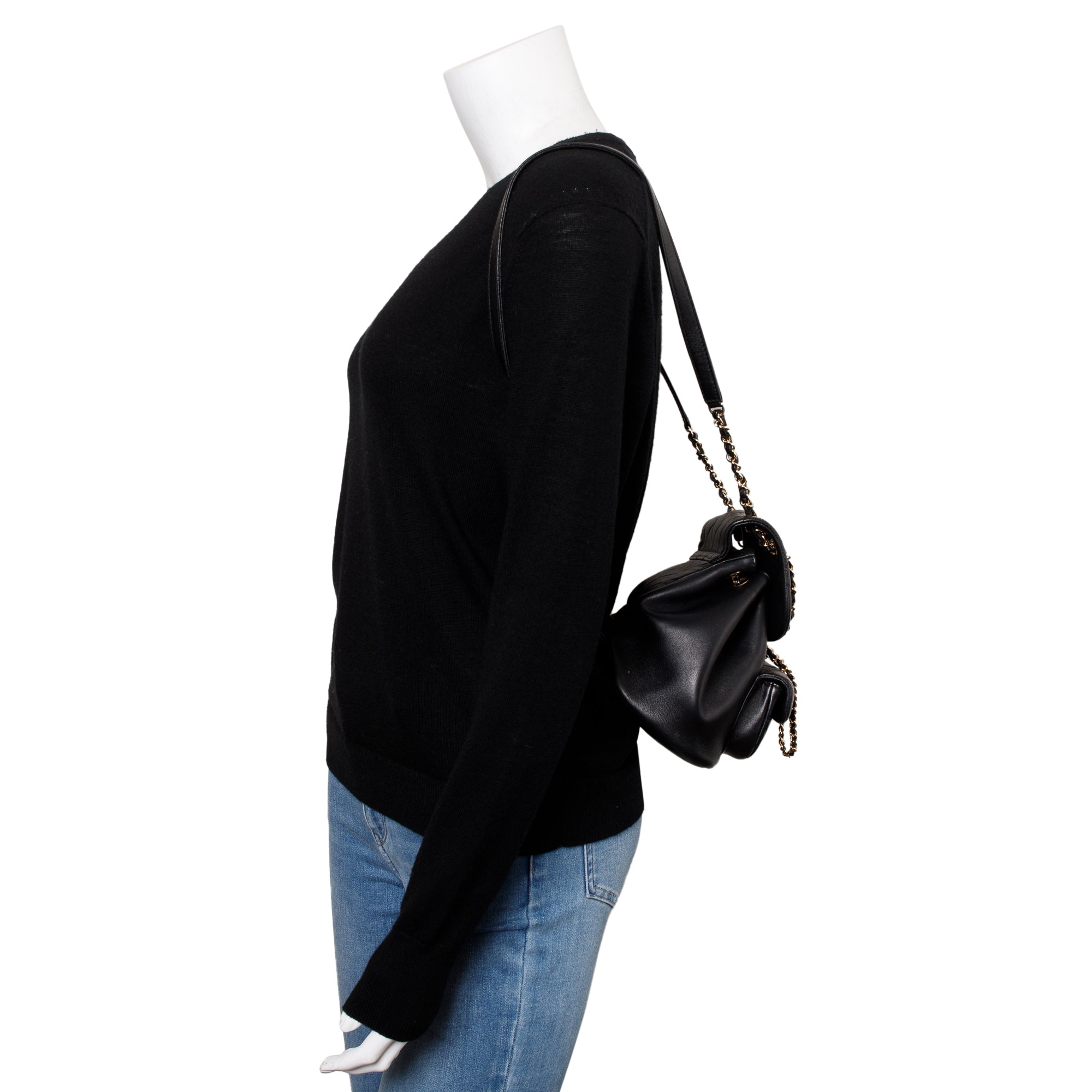 Chanel 2023 Black Quilted Small Duma Drawstring Backpack