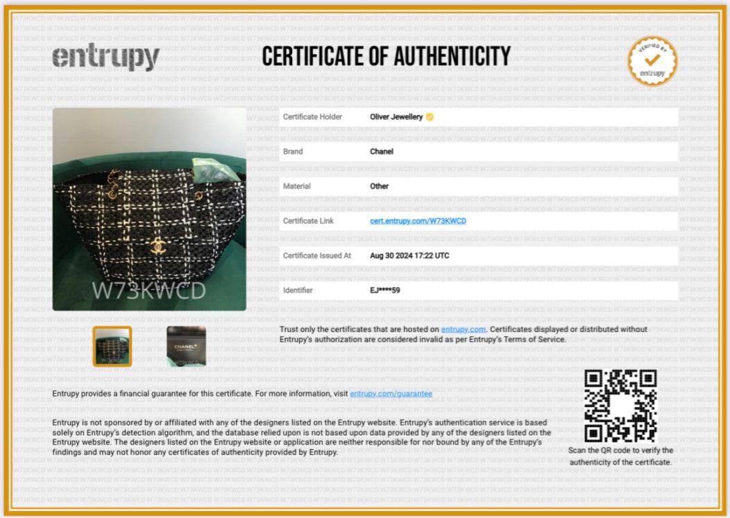 Chanel 2023 Black/White Raffia Calfskin CC Flap Tote w/ Box & Receipt