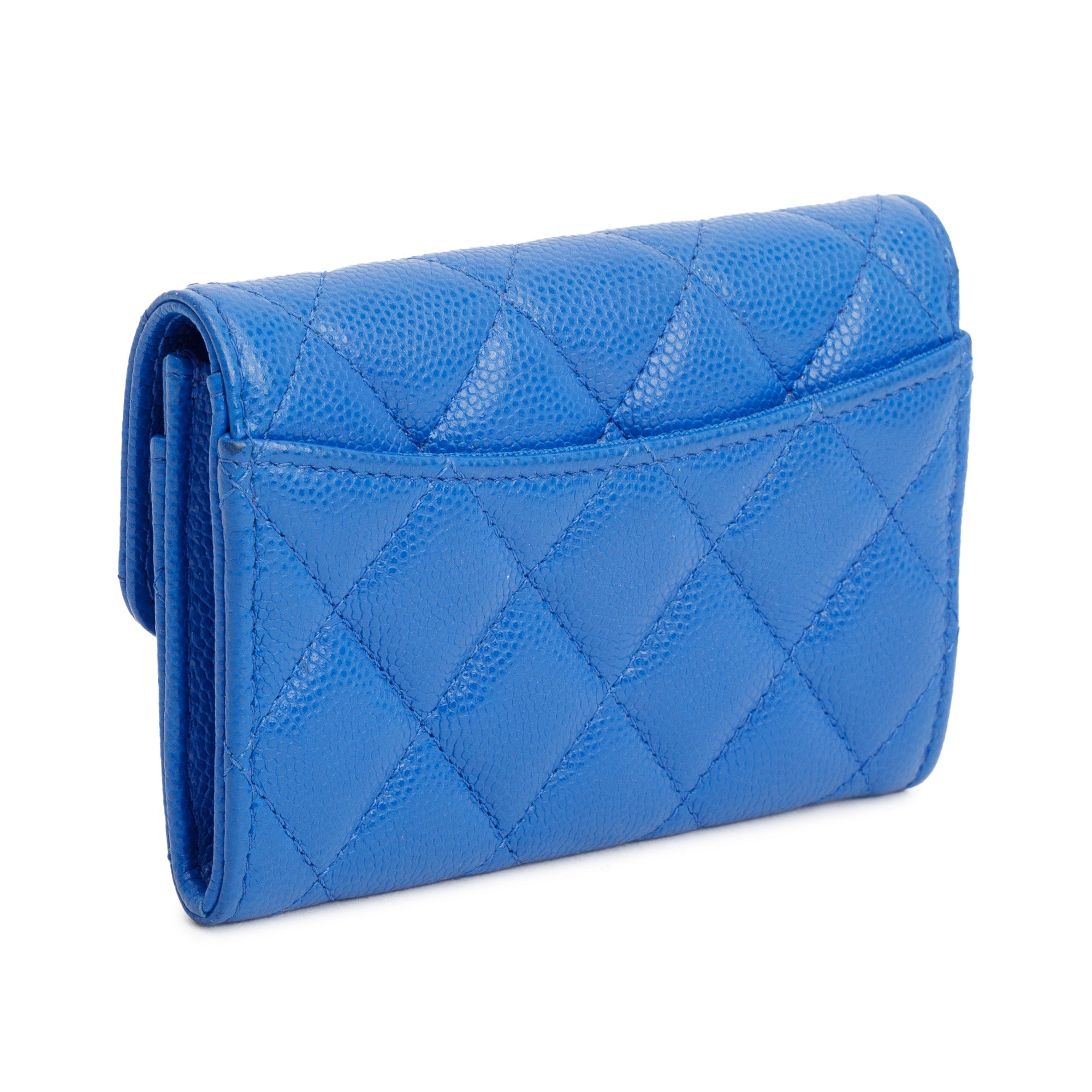 Chanel 2023 Blue Caviar Leather Classic Flap Card Holder w/ Box