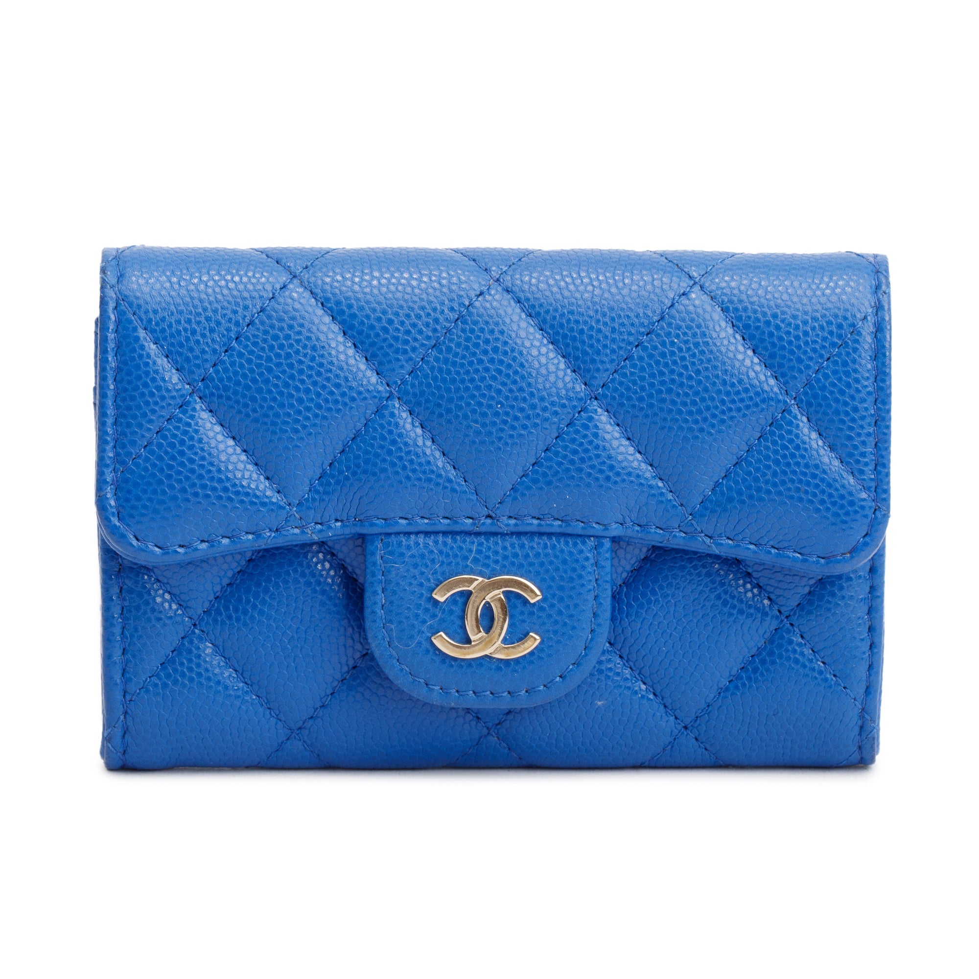 Chanel 2023 Blue Caviar Leather Classic Flap Card Holder w/ Box
