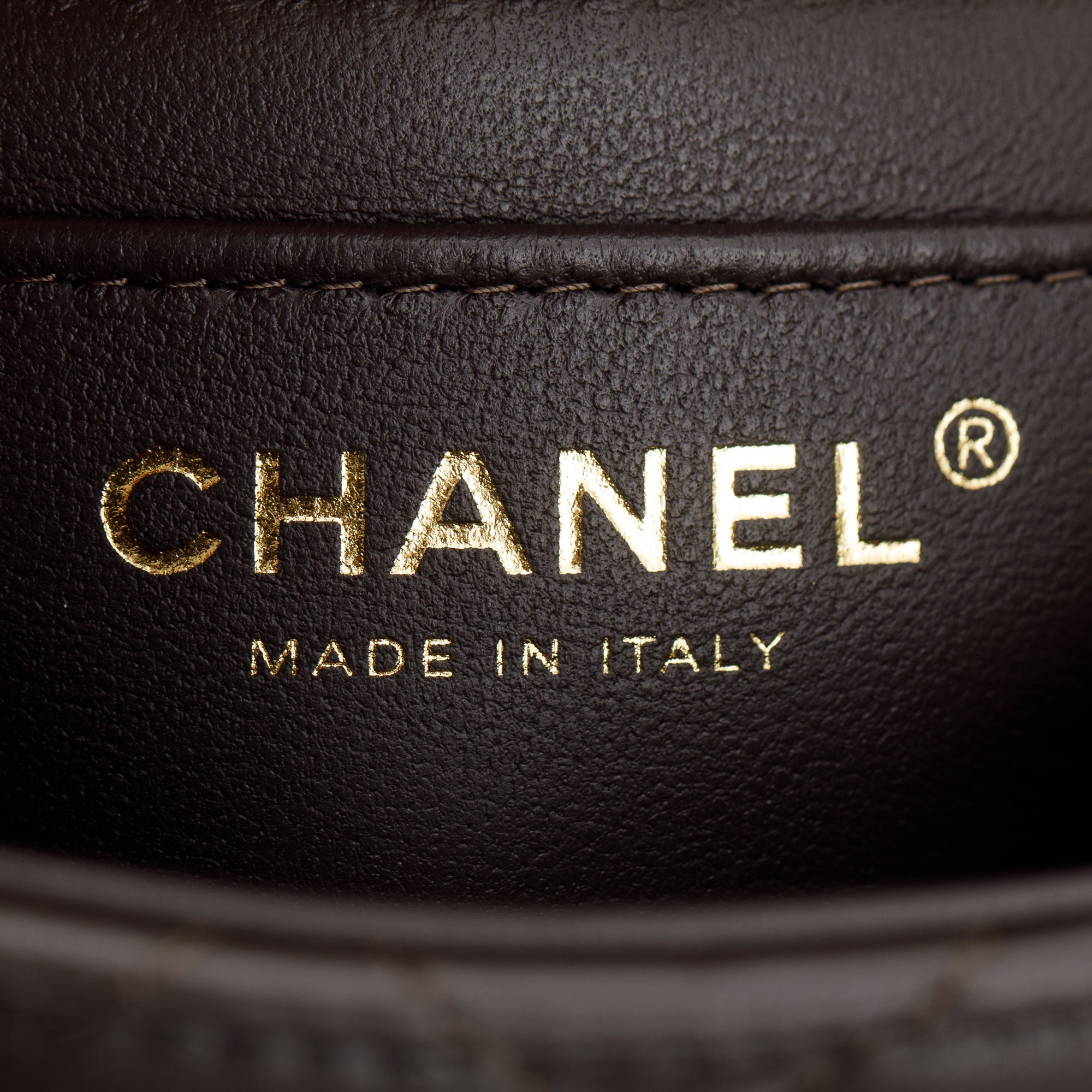 Chanel 2023 Brown Quilted Lambskin Leather Mini Top Handle Rectangular Flap Bag w/ Box