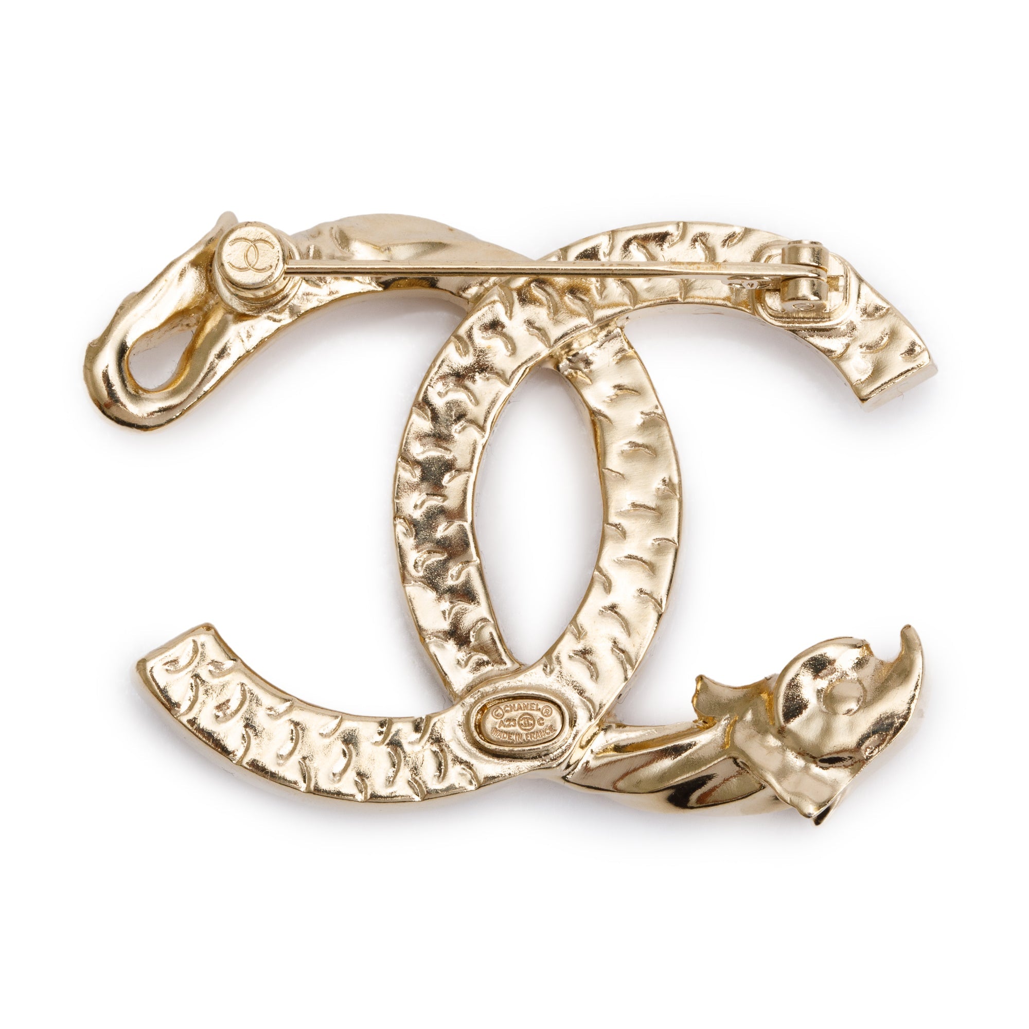 Chanel 2023 Gold Plated Strass CC Brooch
