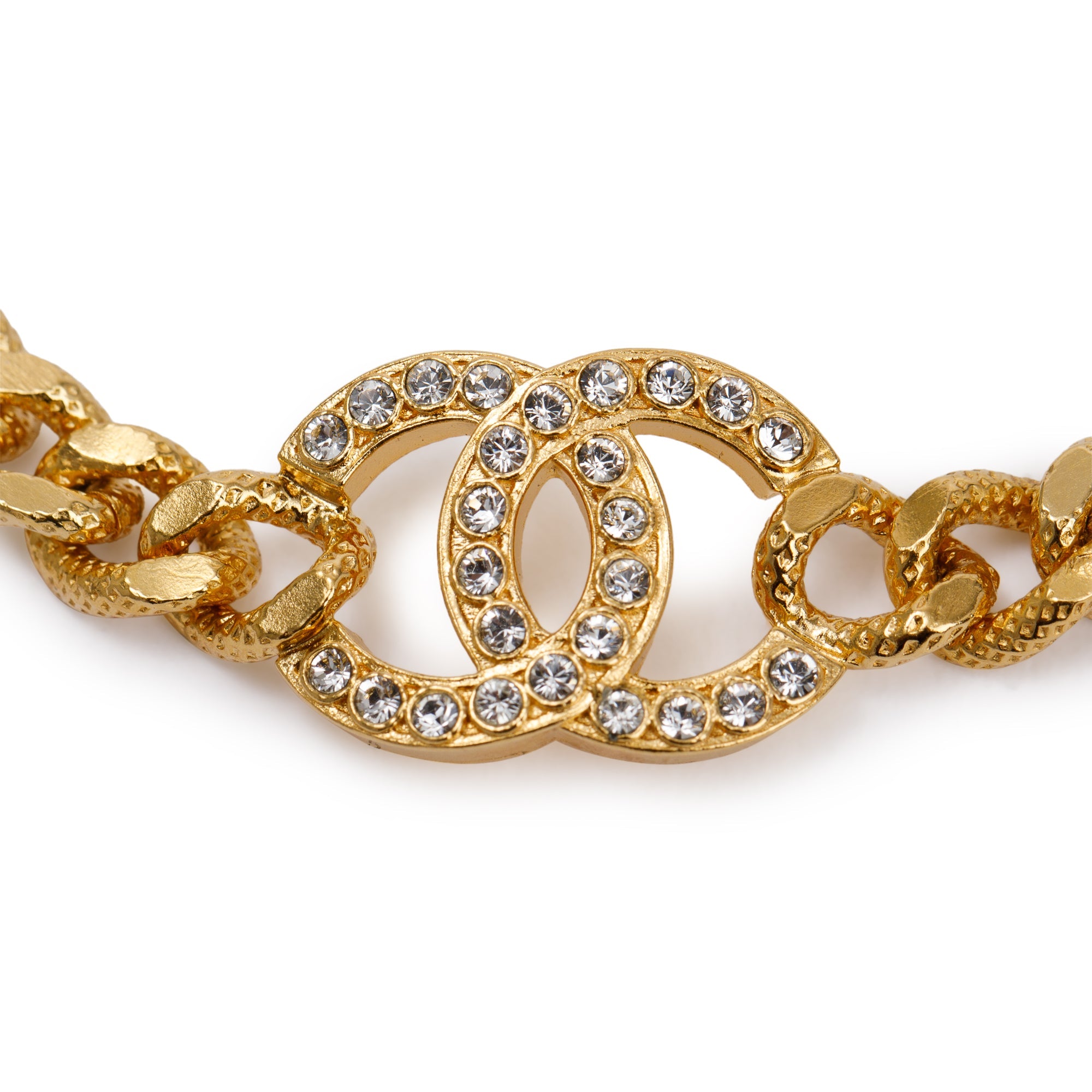 Chanel 2023 Strass CC Choker Necklace - Clear, Gold-Plated Choker