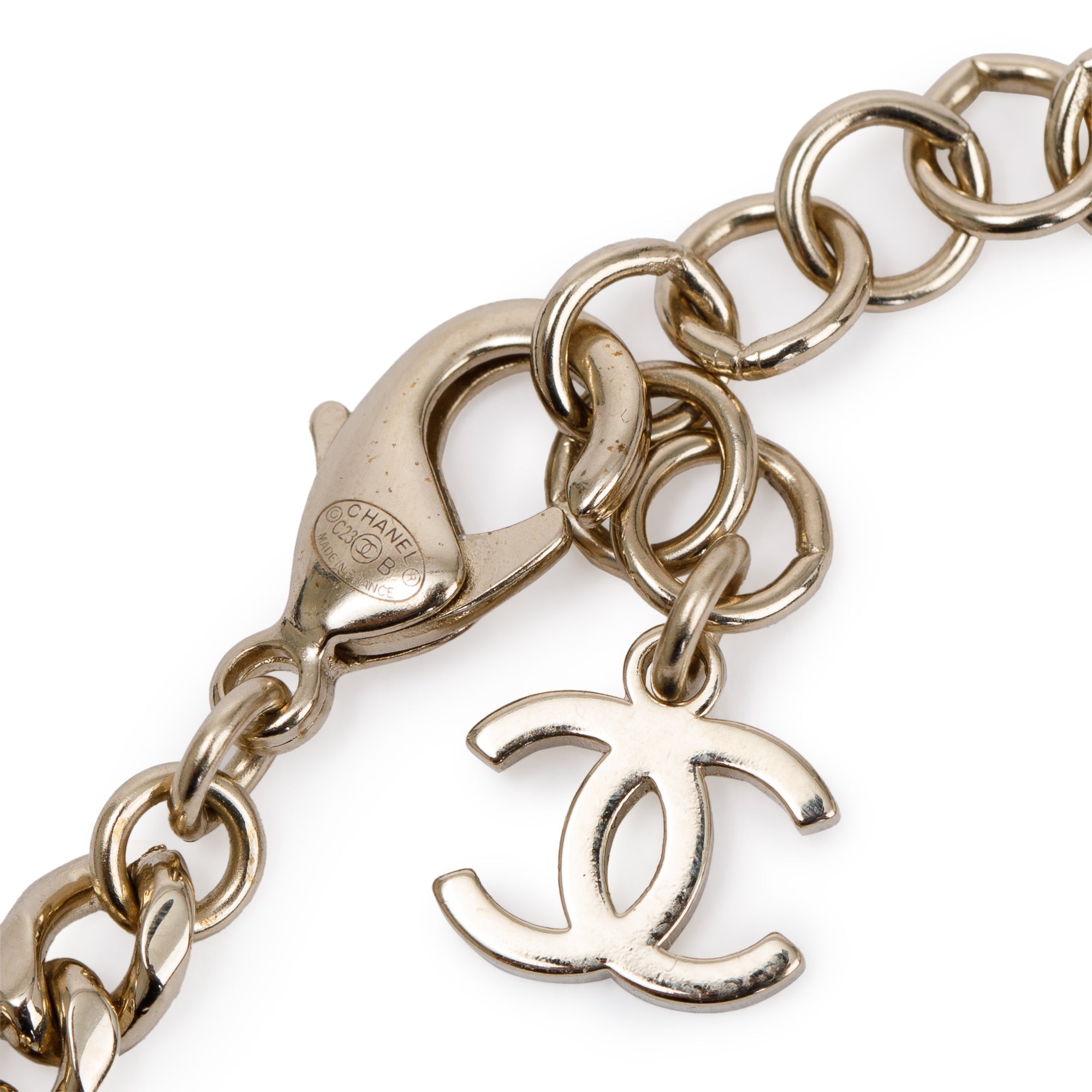 Chanel 2023 Gold Plated Strass & Resin CC Heart Choker w/ Box