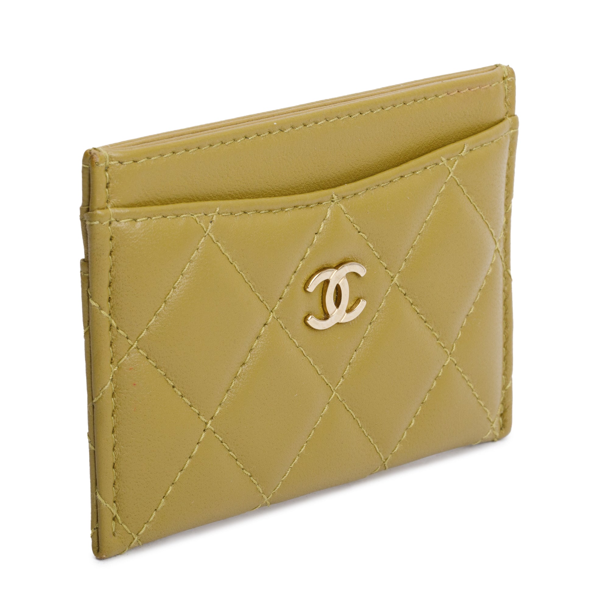 Chanel 2023 Green Lambskin Leather Classic Card Holder