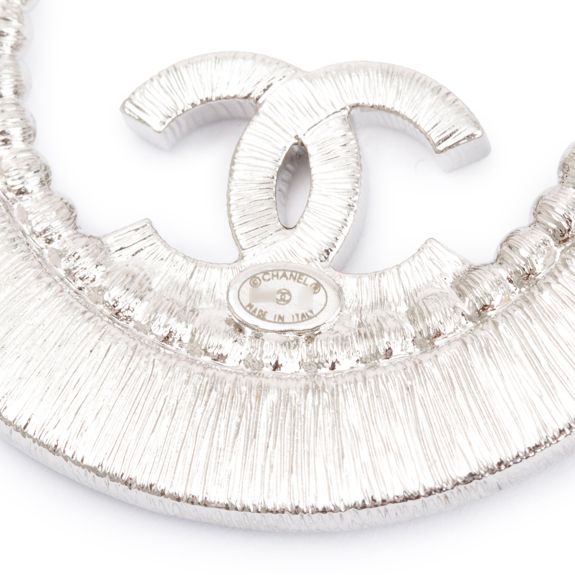Chanel 2023 Palladium Plated Strass CC Round Earrings w/ Box & Receipt