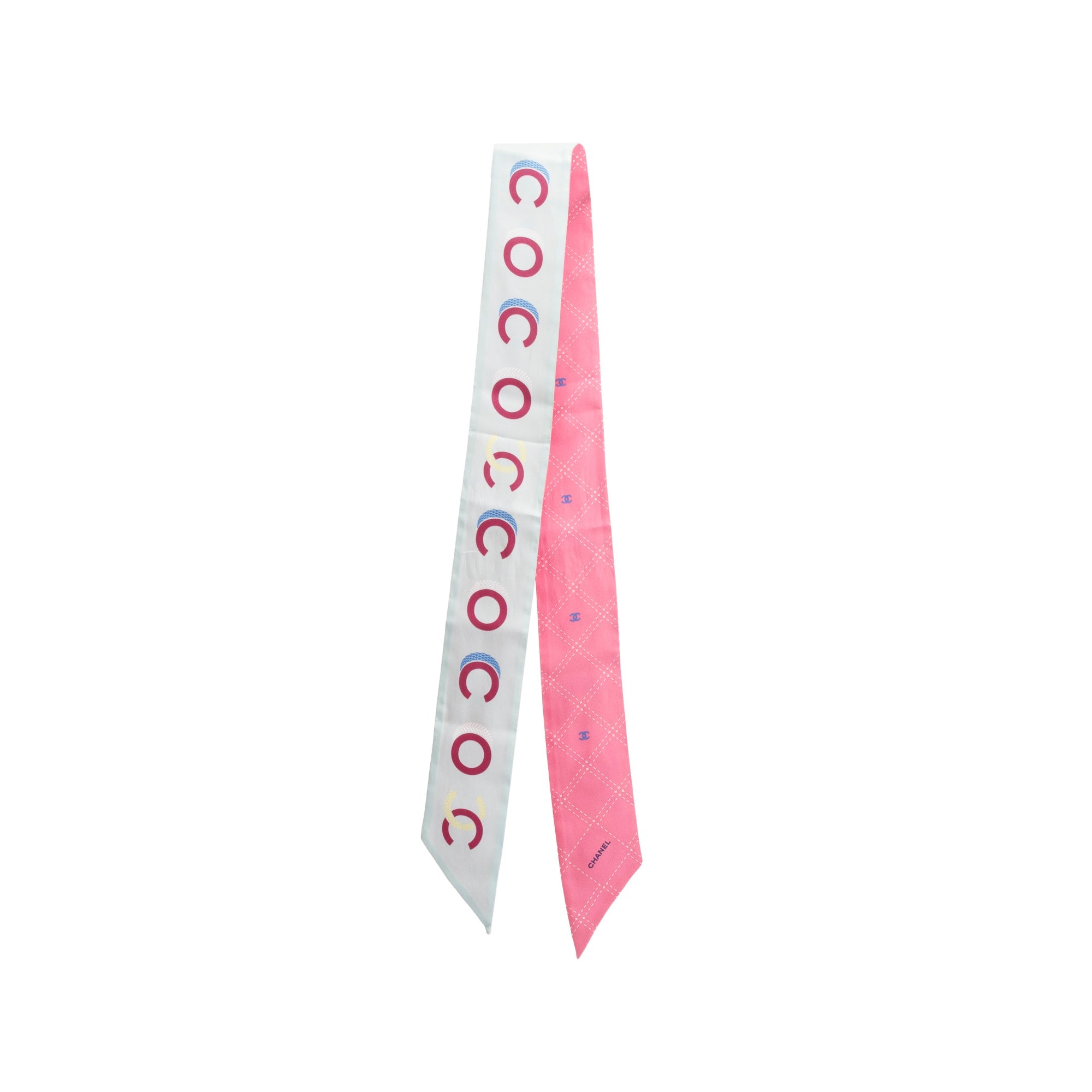 Chanel 2023 Pink CC Printed Silk Twill Slim Bandeau w/ Box & Receipt