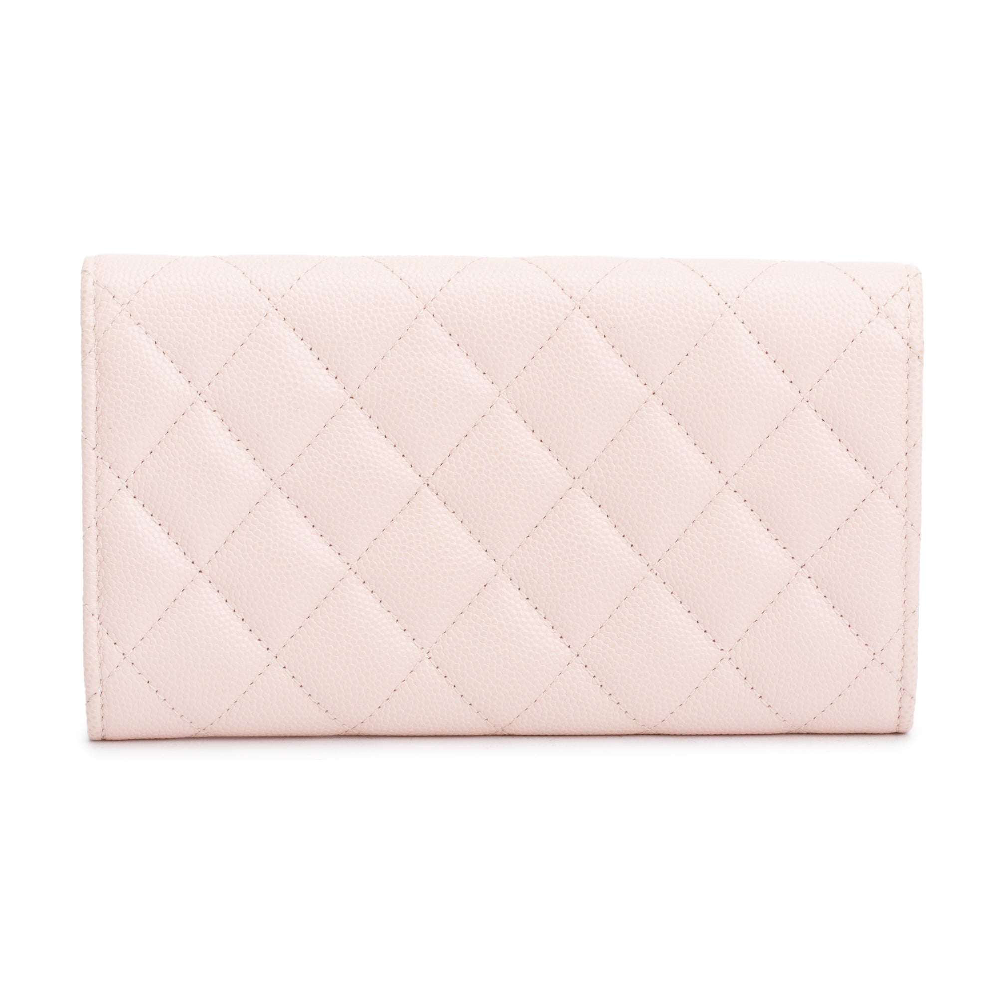 Chanel 2023 Pink Caviar Leather Strass CC Flap Wallet