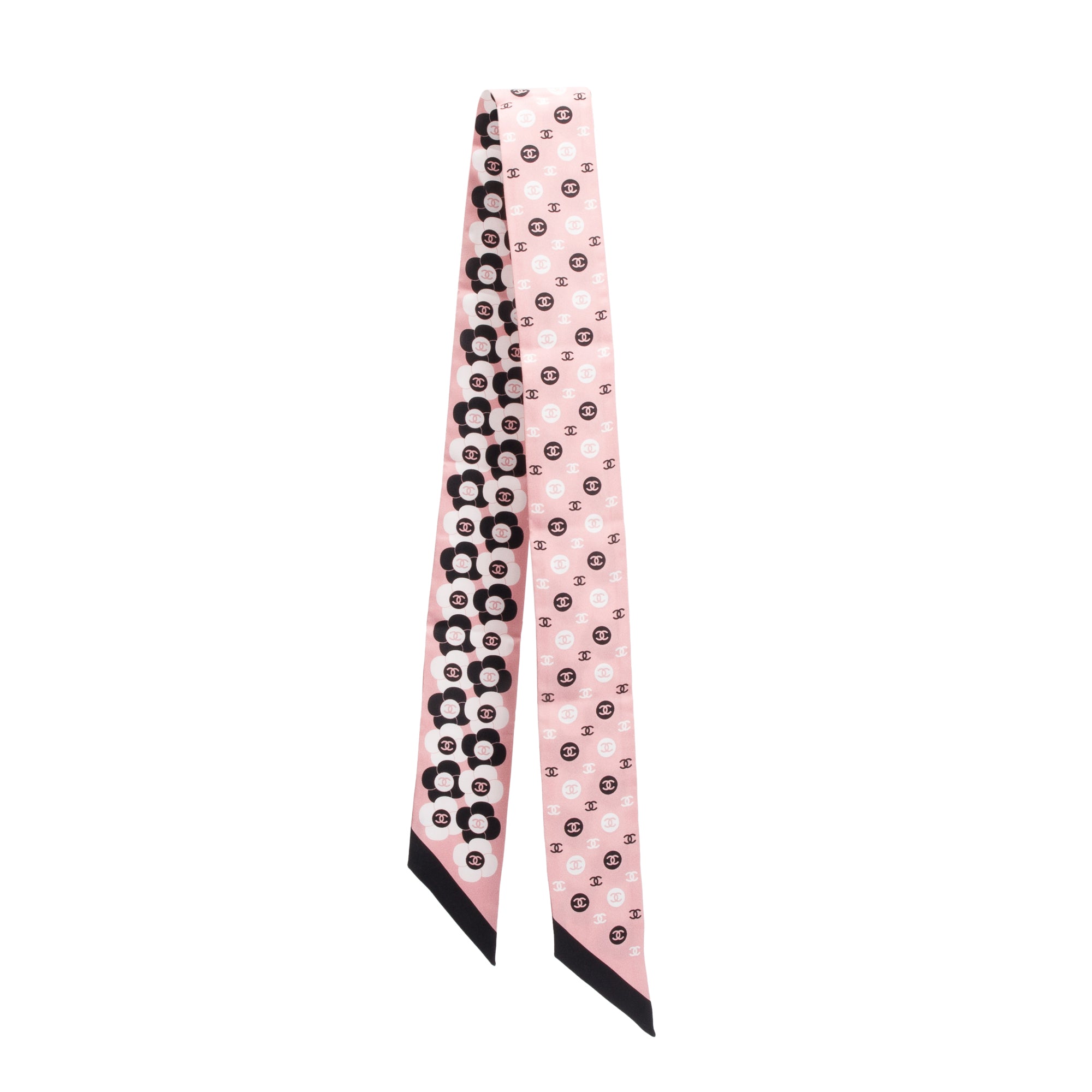 Chanel 2023 Pink Multicolor Printed Silk Twill Slim Bandeau w/ Box & Receipt