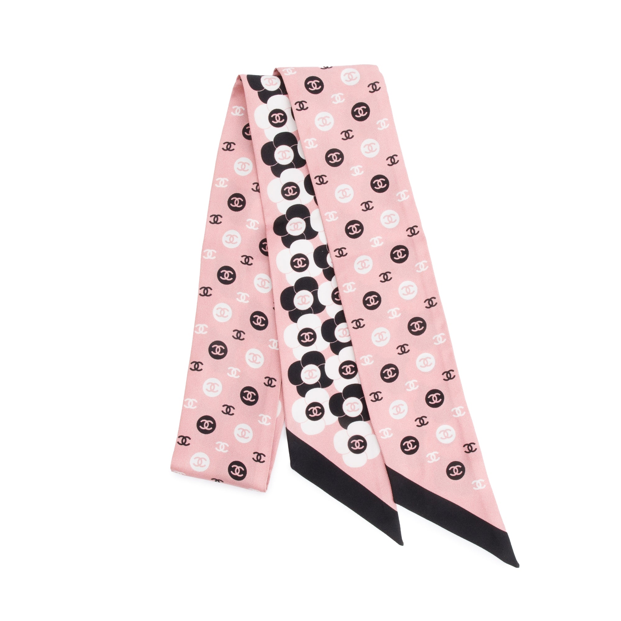 Chanel 2023 Pink Multicolor Printed Silk Twill Slim Bandeau w/ Box & Receipt