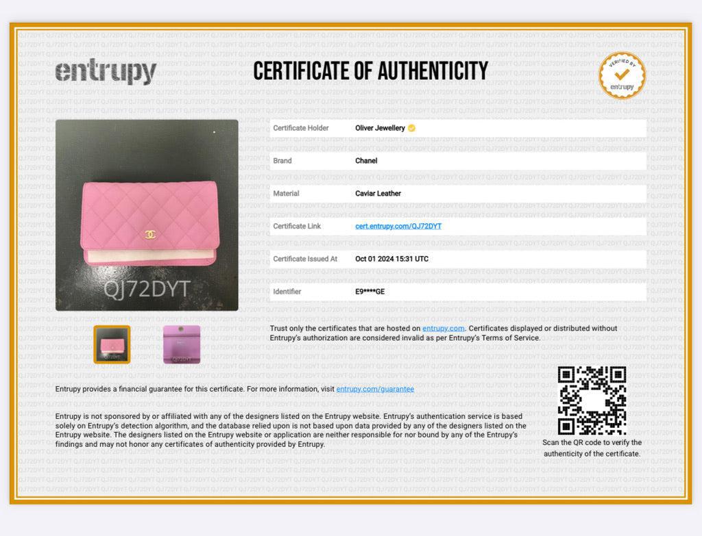 Chanel 2023 Pink Quilted Caviar Leather Classic Wallet on Chain w/ Box