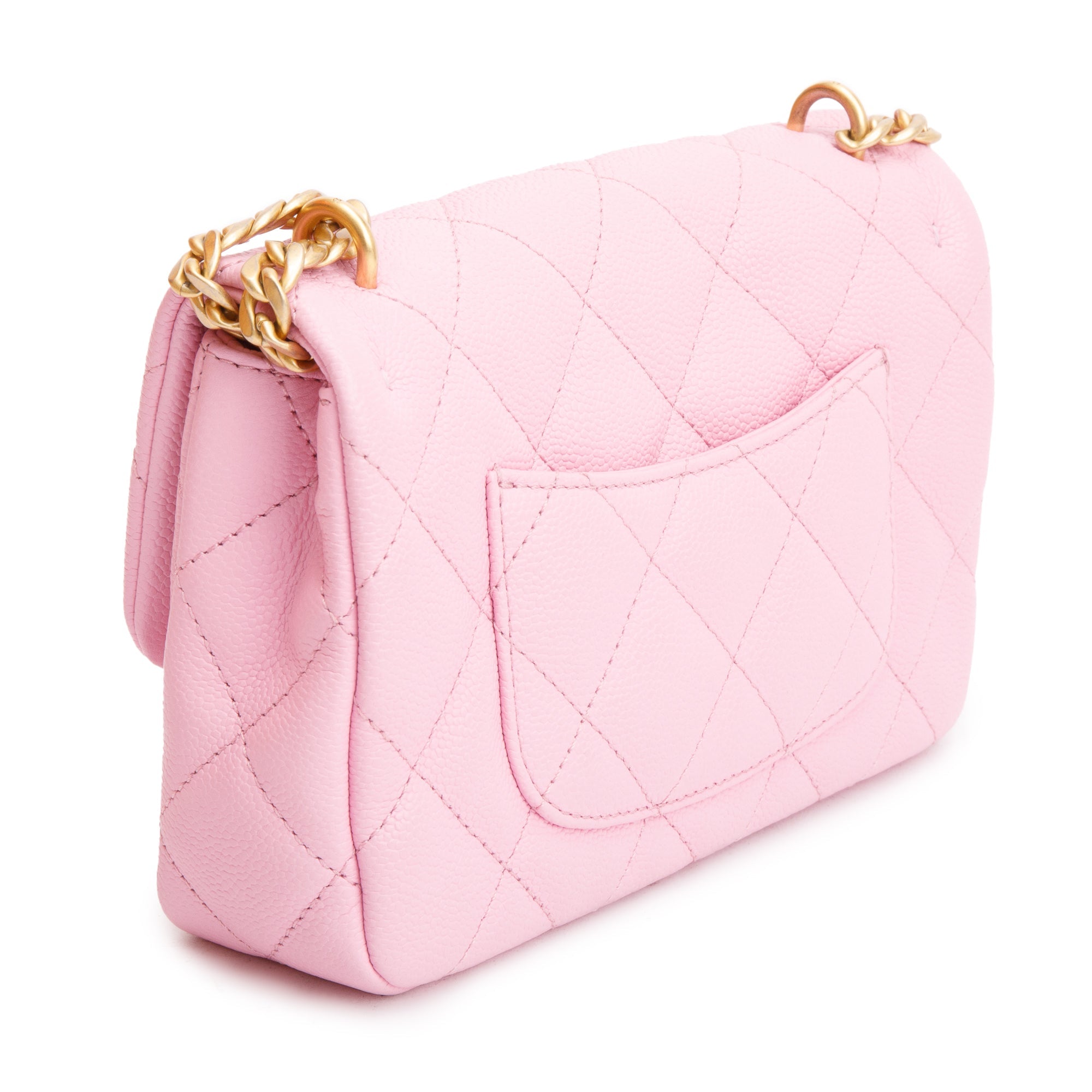 Chanel 2023 Pink Quilted Caviar Leather Sweetheart Crush Classic Rectangular Mini Flap Bag w/ Box