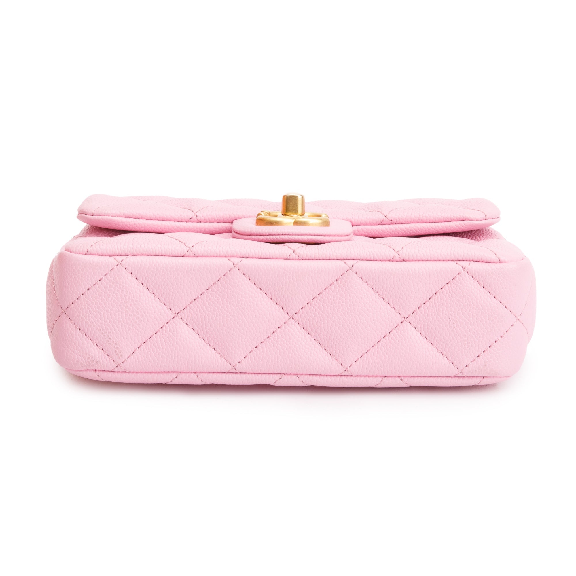 Chanel 2023 Pink Quilted Caviar Leather Sweetheart Crush Classic Rectangular Mini Flap Bag w/ Box
