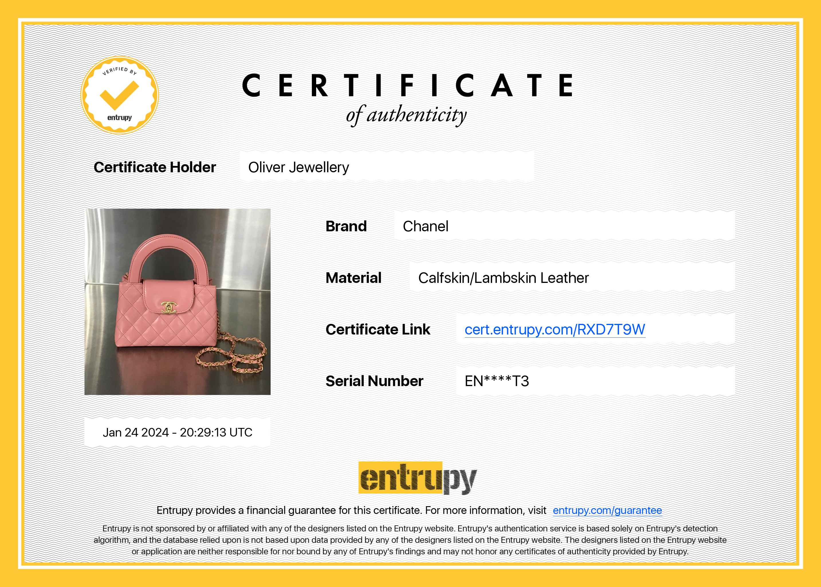 Chanel 2023 Pink Shiny Aged Calfskin Leather Mini Kelly Shopping Bag w/ Box & Receipt