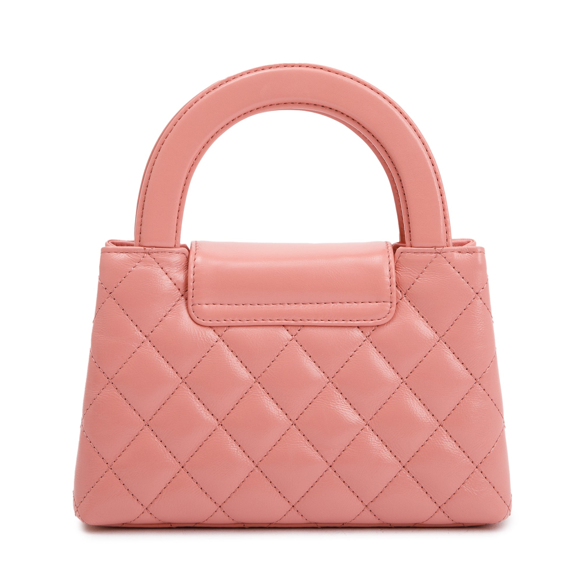 Chanel 2023 Pink Shiny Aged Calfskin Leather Mini Kelly Shopping Bag w/ Box & Receipt