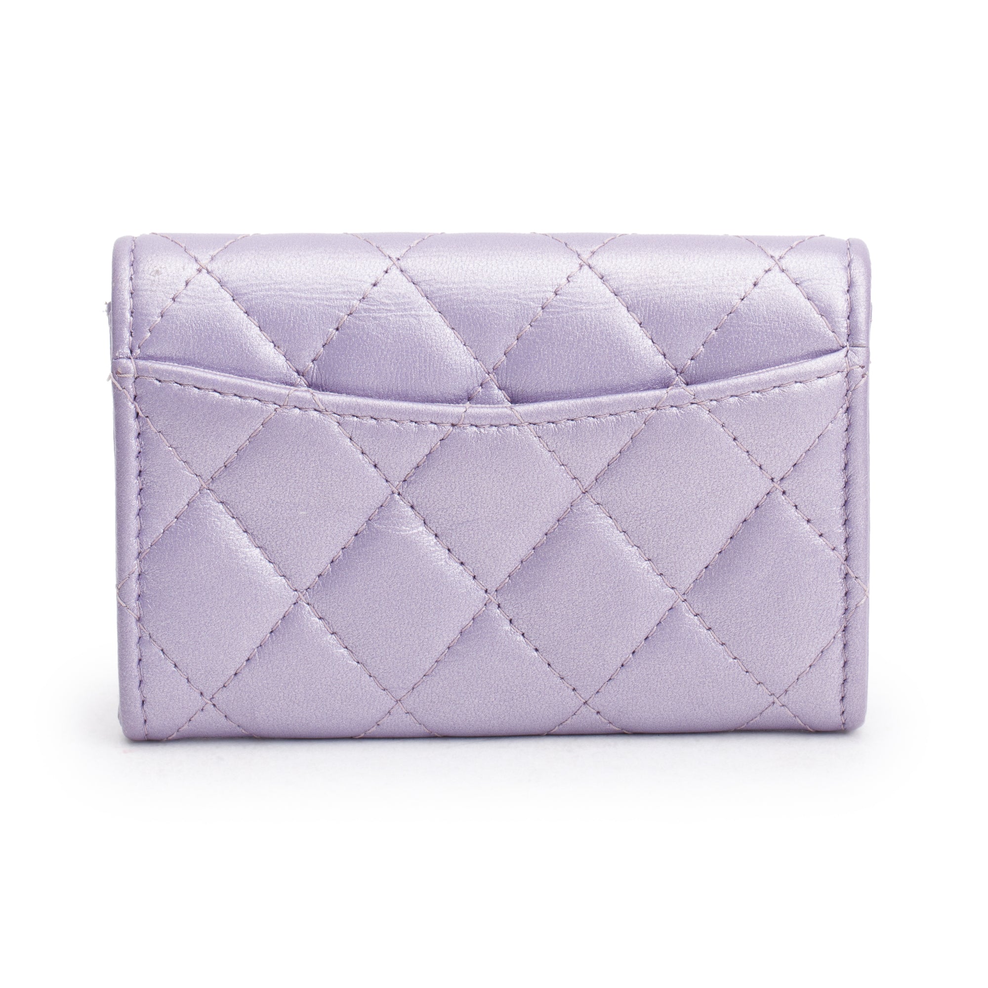 Chanel 2023 Purple Iridescent Lambskin Leather Classic Flap Card Holder