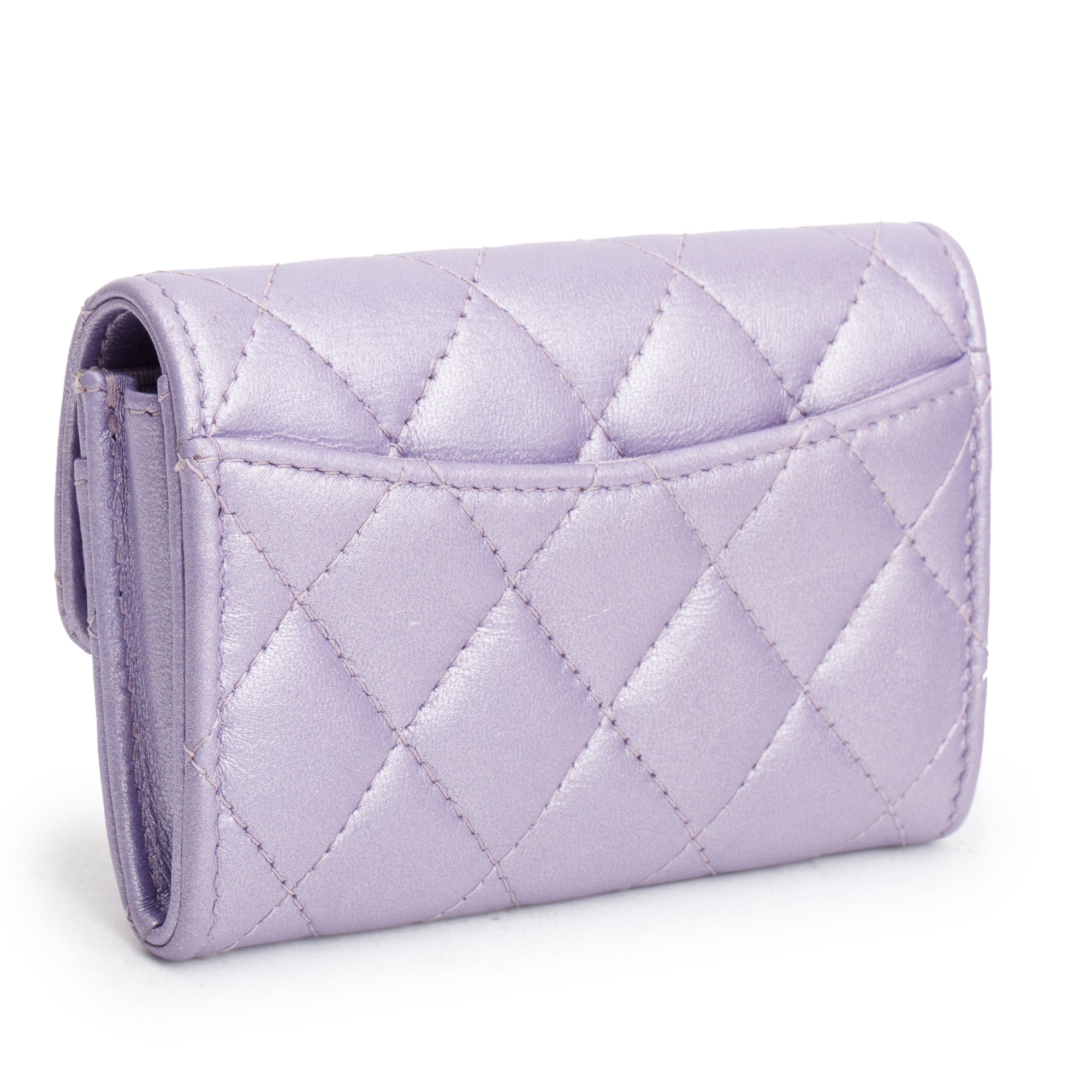 Chanel 2023 Purple Iridescent Lambskin Leather Classic Flap Card Holder