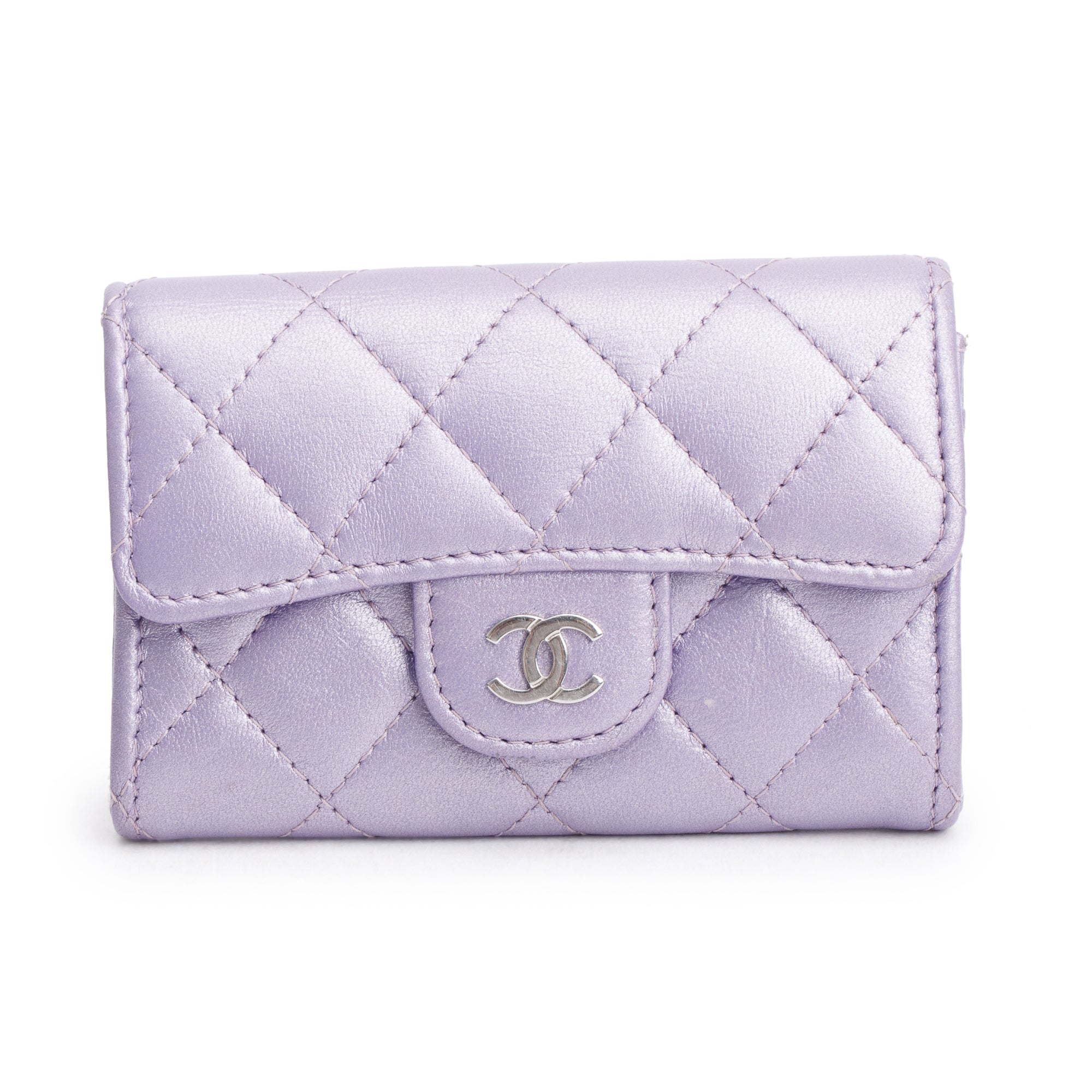 Chanel 2023 Purple Iridescent Lambskin Leather Classic Flap Card Holder