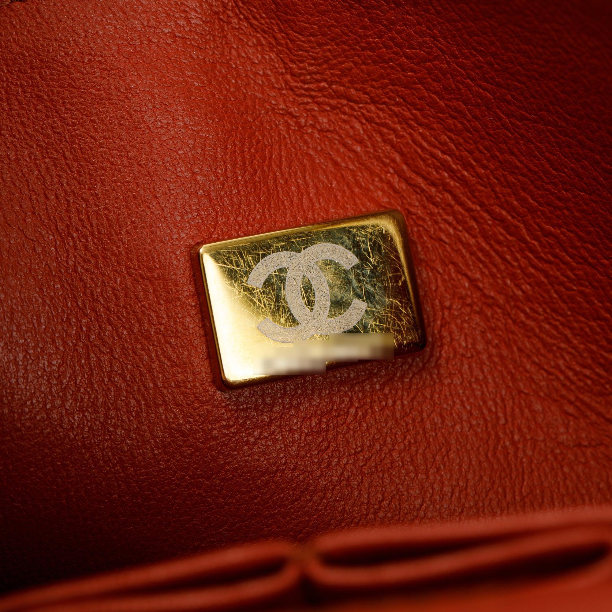 Chanel 2023 Red Lambskin Leather Small Classic Double Flap Bag