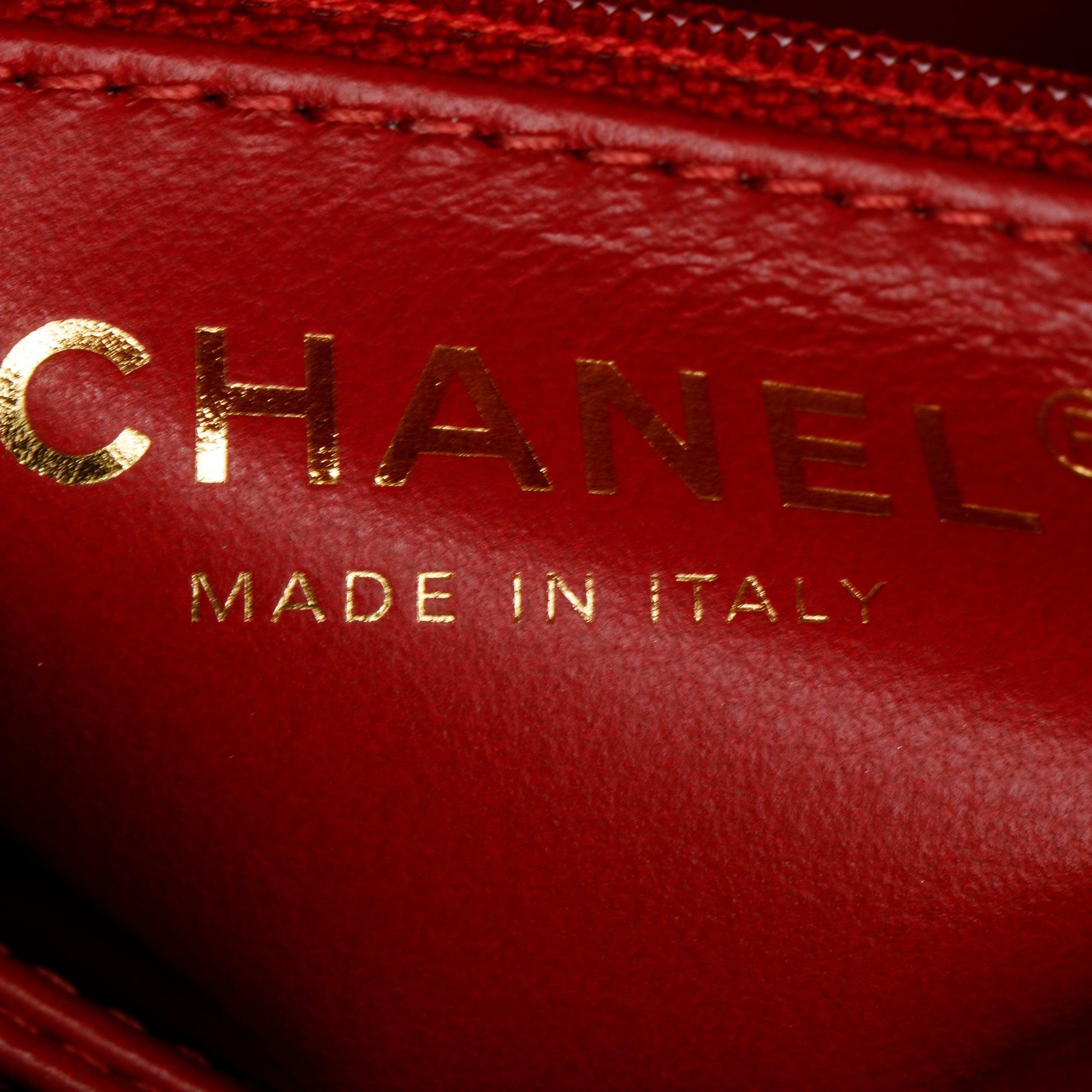 Chanel 2023 Red Quilted Caviar Leather Small Coco Handle Bag w/ Strap