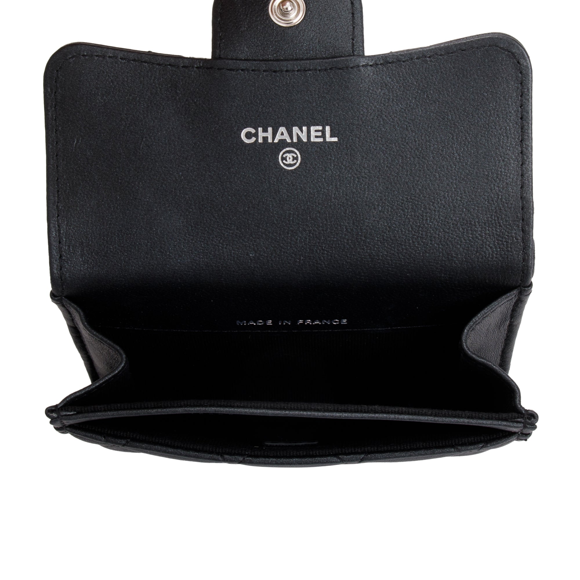 Chanel 2023 So Black Lambskin Leather Classic Flap Card Holder w/ Box & Receipt