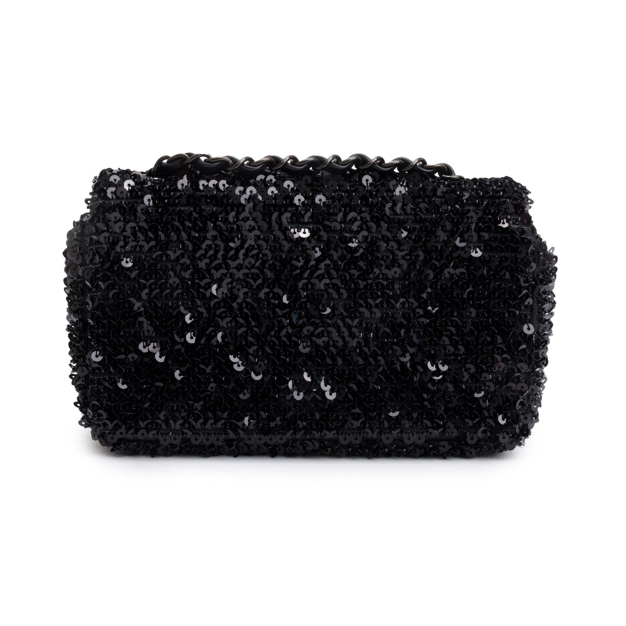 Chanel 2023 So Black Sequin Classic Mini Rectangular Flap Bag w/ Box