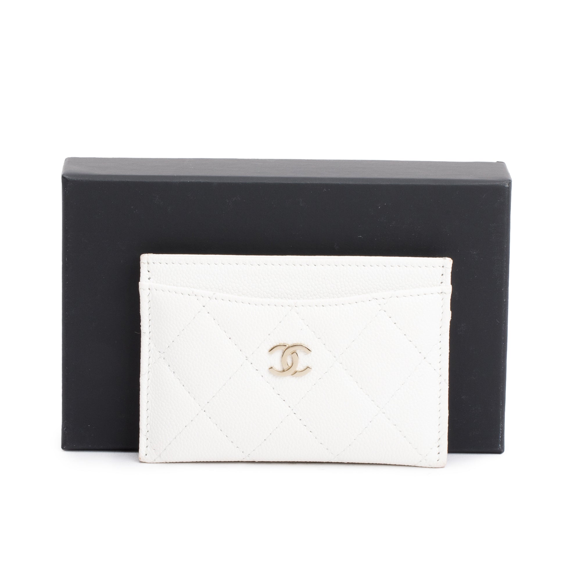 Chanel 2023 White Caviar Leather Classic Card Holder w/ Box