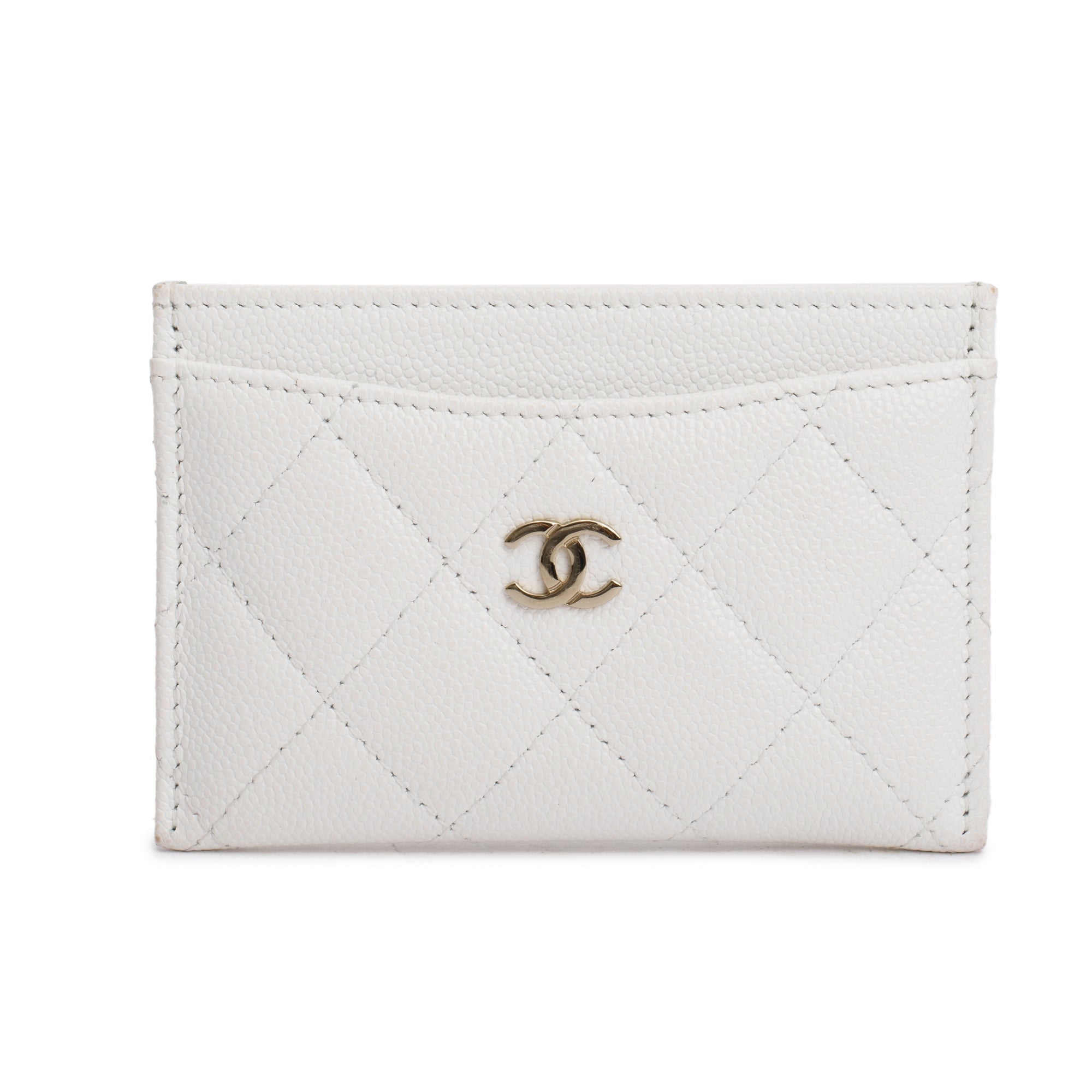 Chanel 2023 White Caviar Leather Classic Card Holder w/ Box