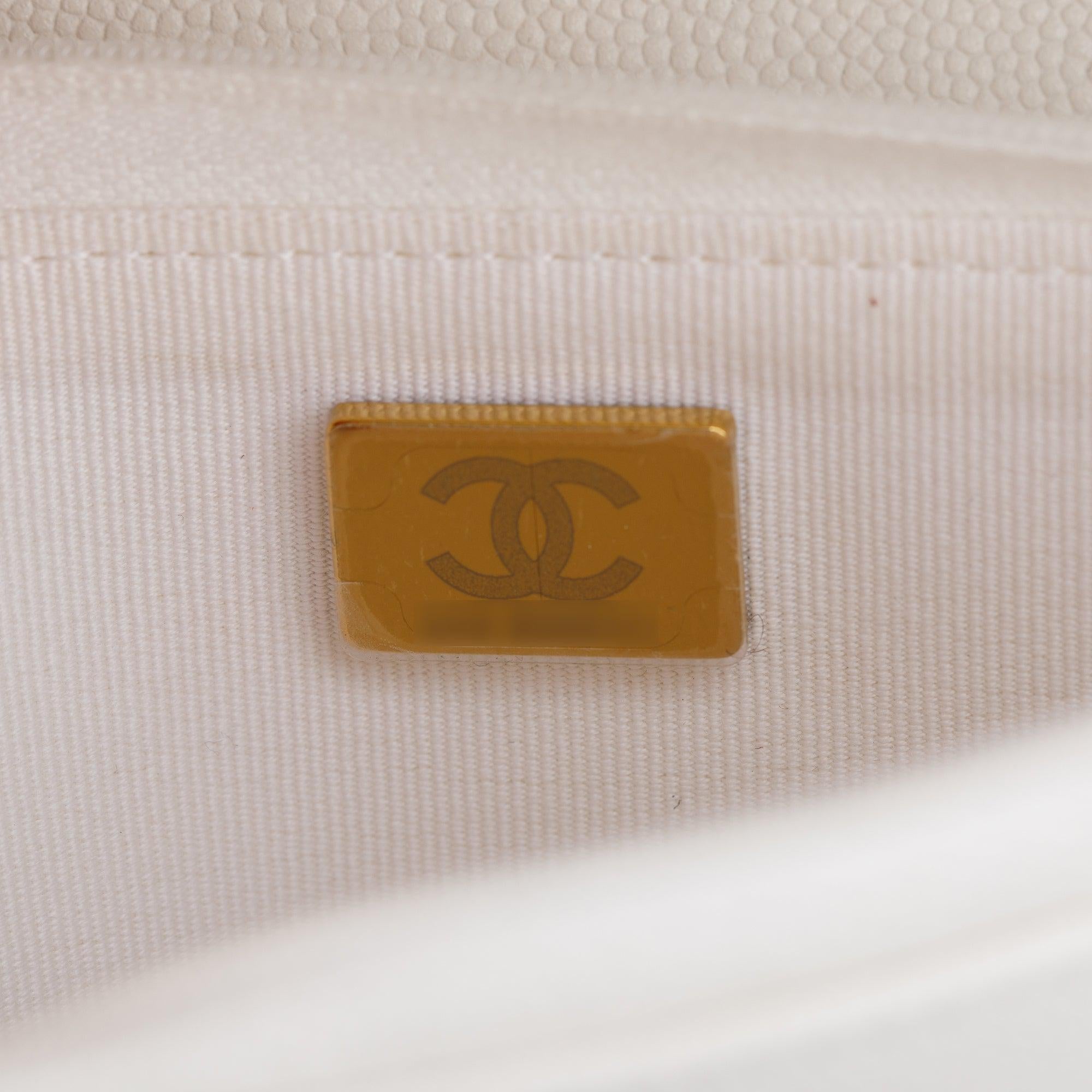 Chanel 2023 White Caviar Leather Classic Wallet on Chain w/ Box