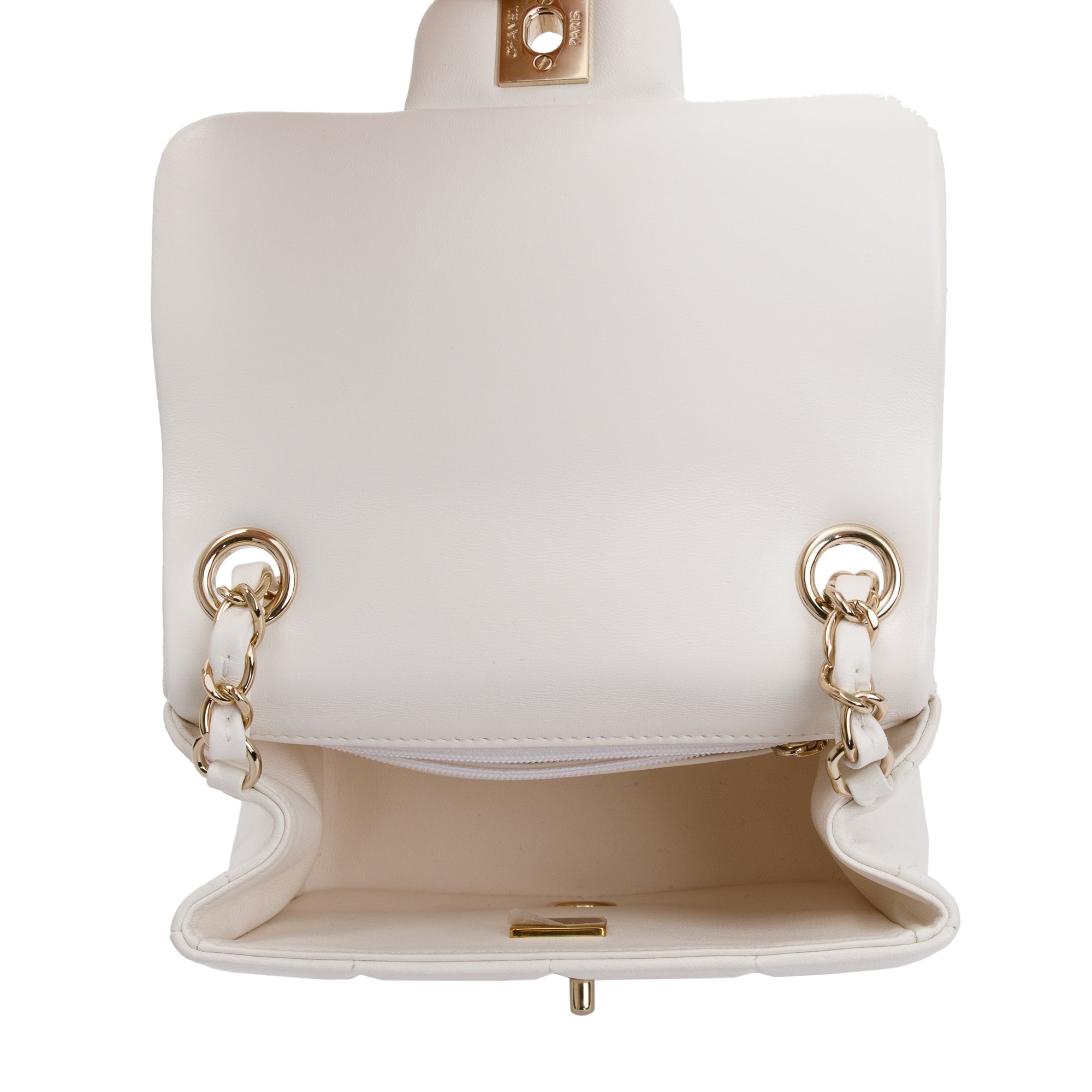 Chanel 2023 White Square Quilted Lambskin Resin Crystal Monacoco Mini Square Flap Bag