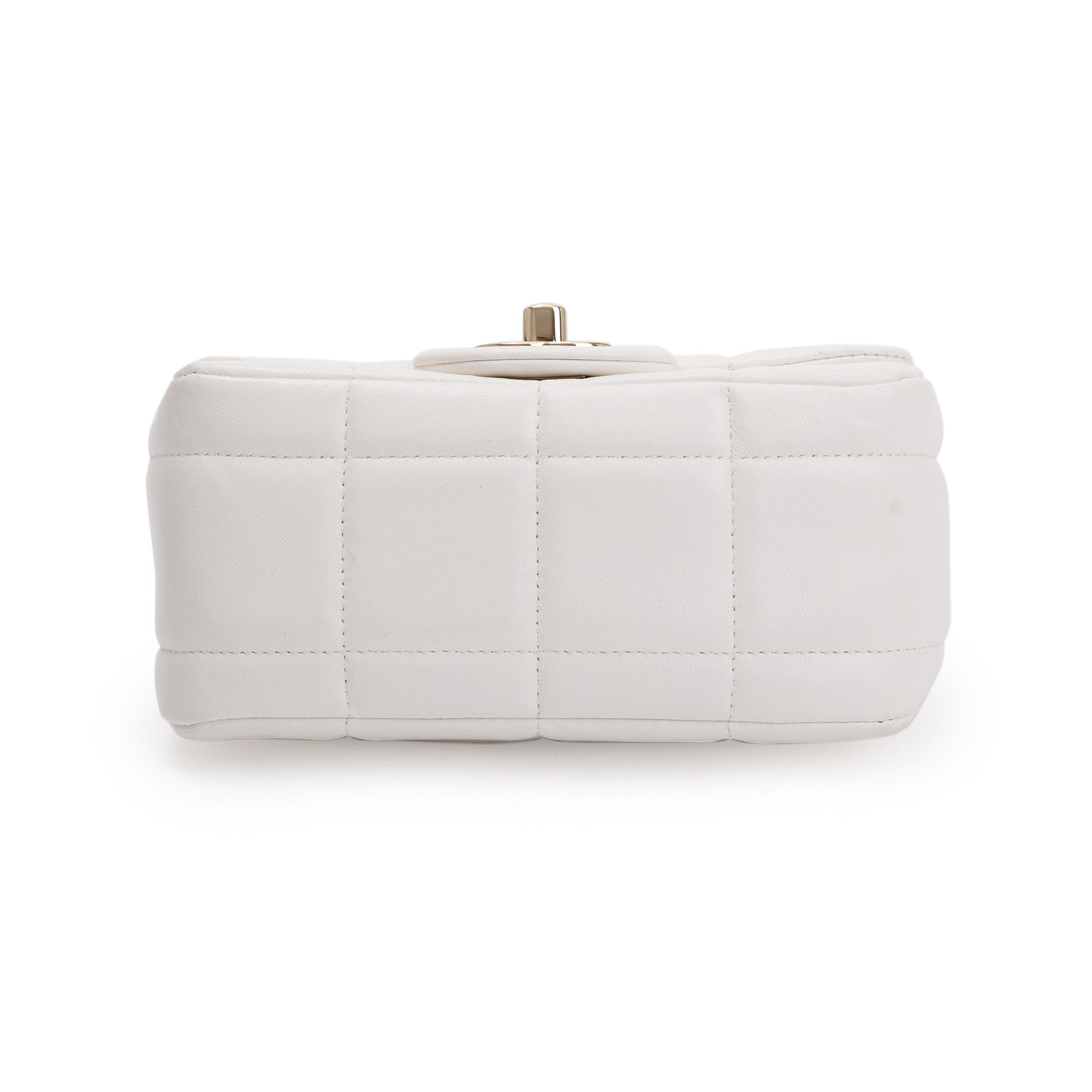 Chanel 2023 White Square Quilted Lambskin Resin Crystal Monacoco Mini Square Flap Bag