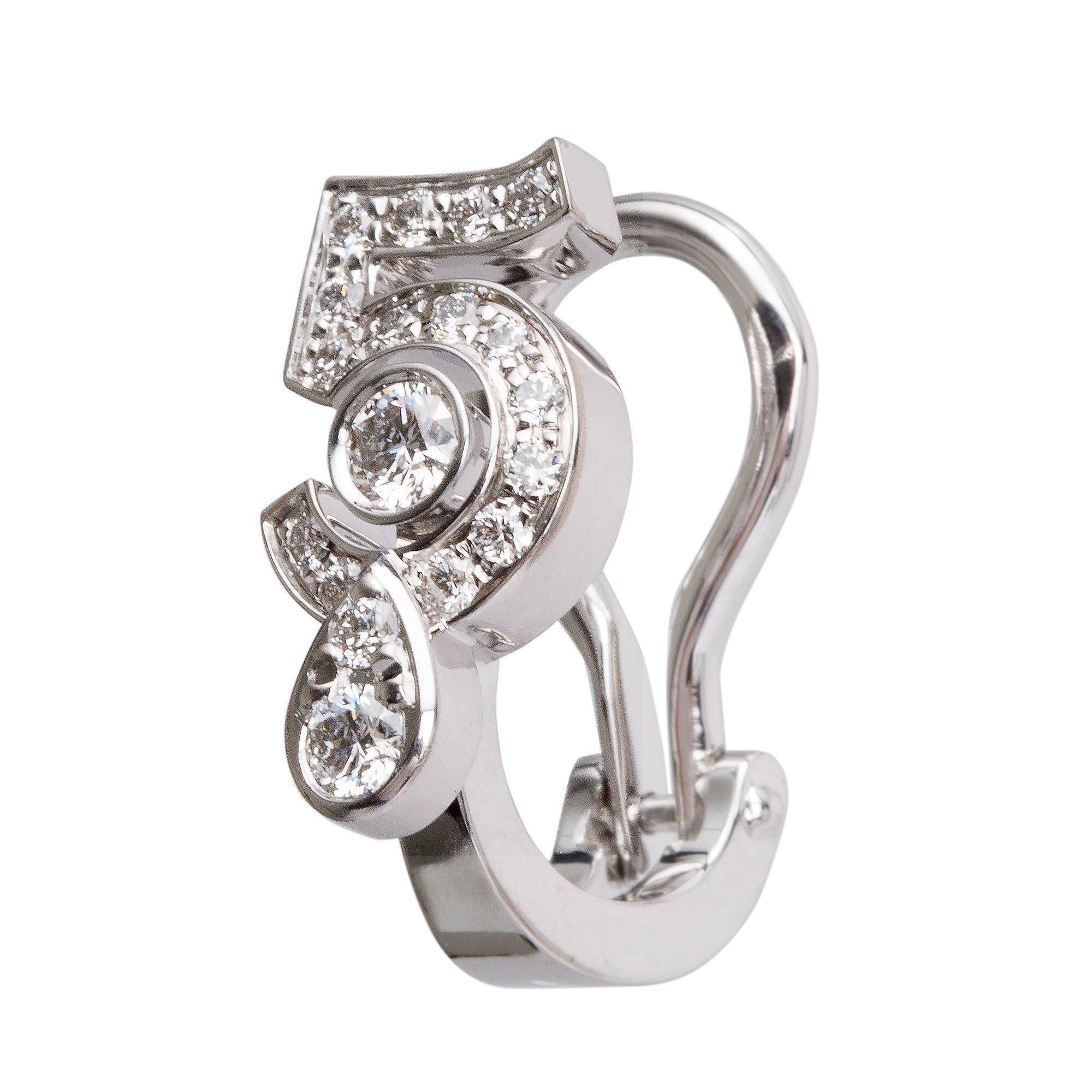 Chanel 2024 18k White Gold Diamond Eternal N'5 Single Earring w/ Box & Receipt