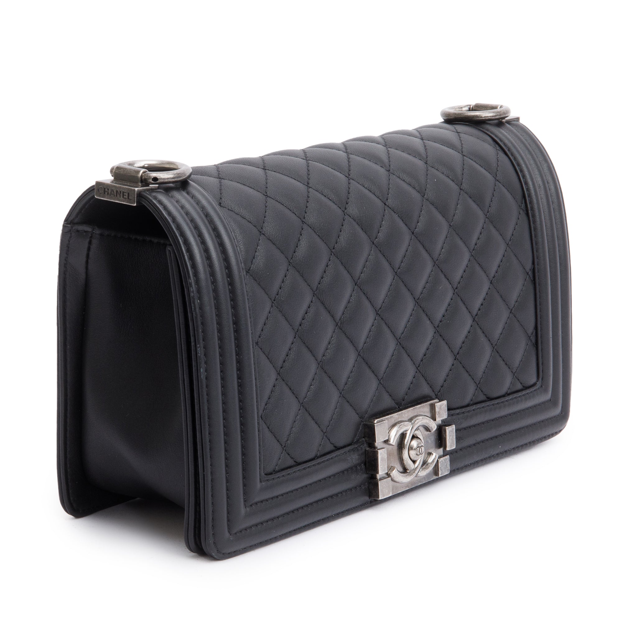 Chanel 2024 Black Lambskin Medium Boy Bag w/ Box