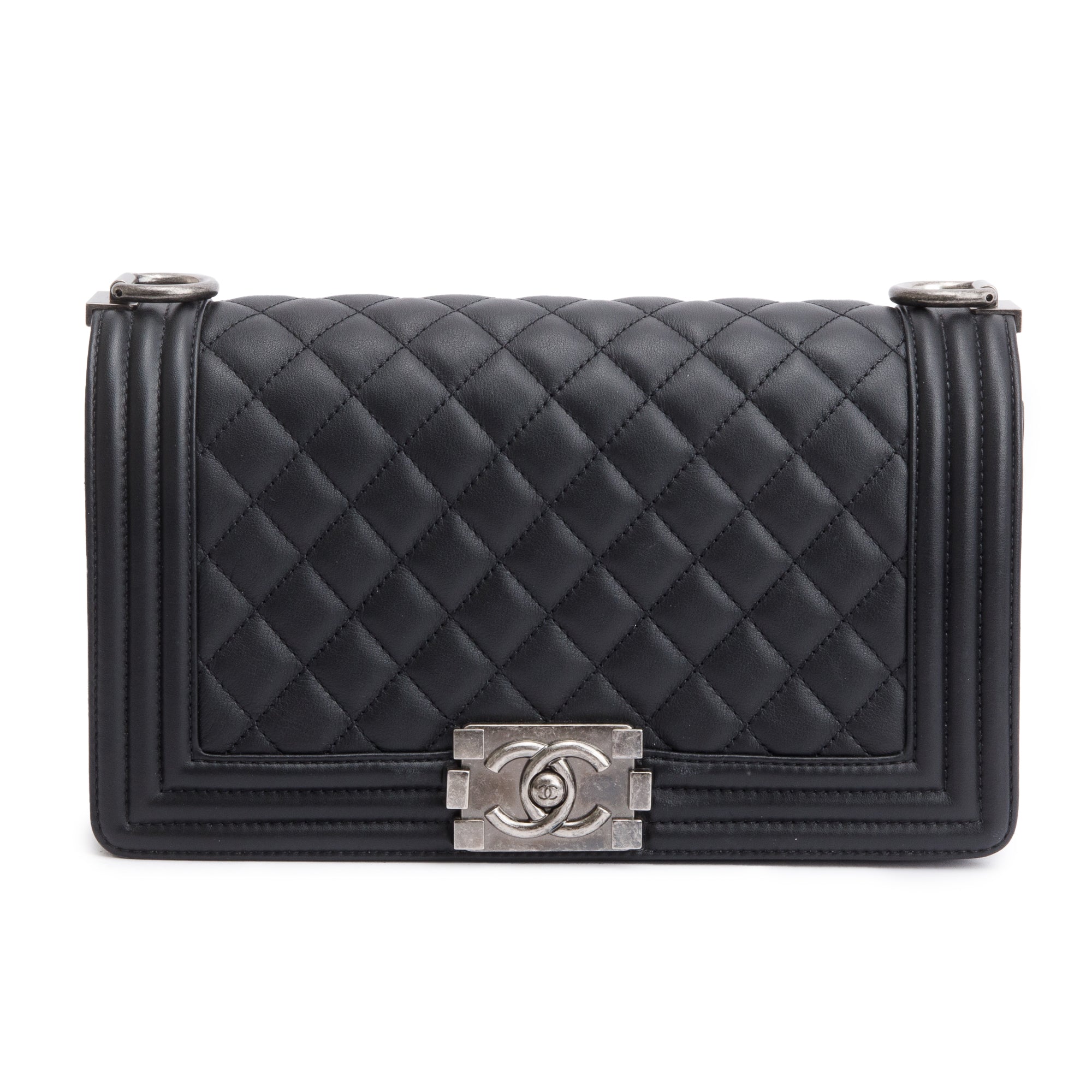 Chanel 2024 Black Lambskin Medium Boy Bag w/ Box