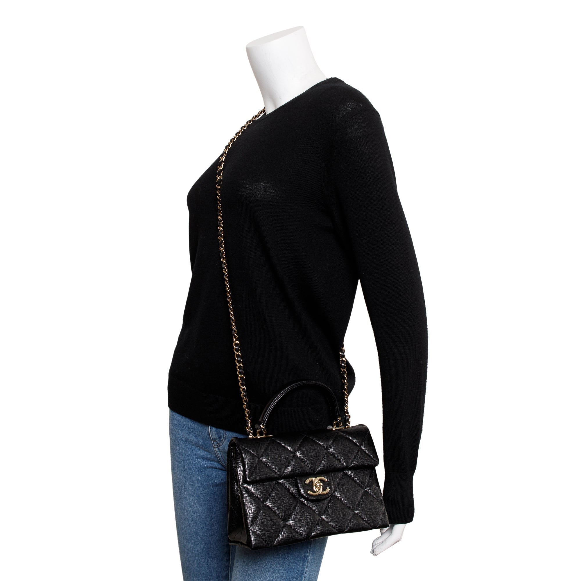 Chanel 2024 Black Quilted Caviar Leather My Retrofit Top Handle Flap Bag w/ Box & Receipt