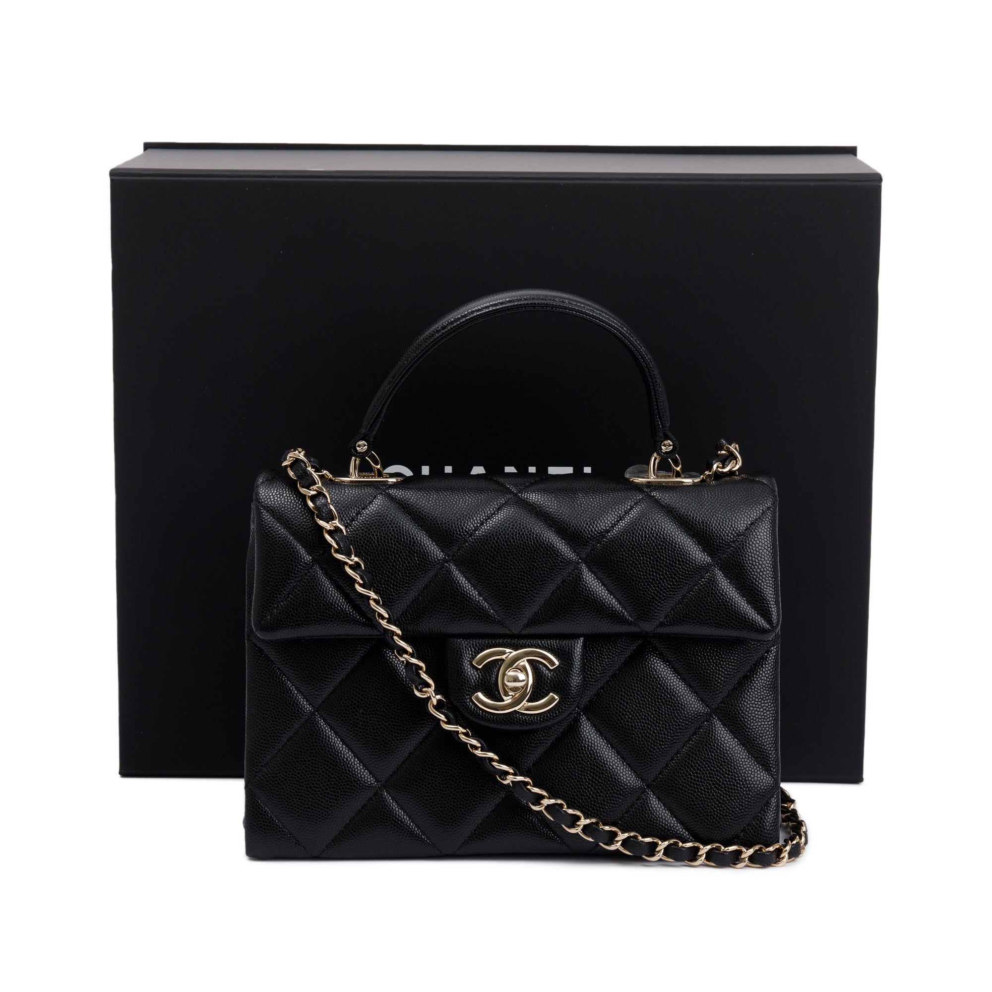 Chanel 2024 Black Quilted Caviar Leather My Retrofit Top Handle Flap Bag w/ Box & Receipt