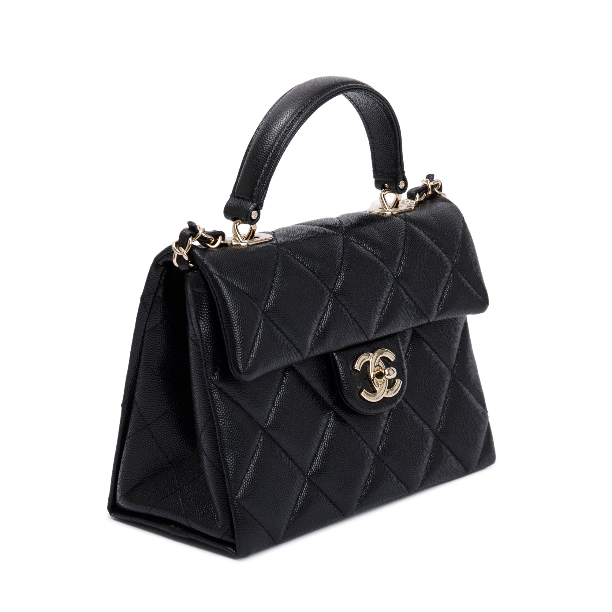 Chanel 2024 Black Quilted Caviar Leather My Retrofit Top Handle Flap Bag w/ Box & Receipt