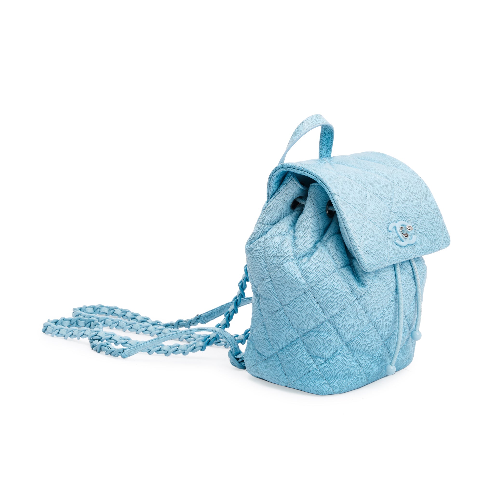Chanel 2024 Blue Quilted Caviar Leather Mini Backpack w/ Box