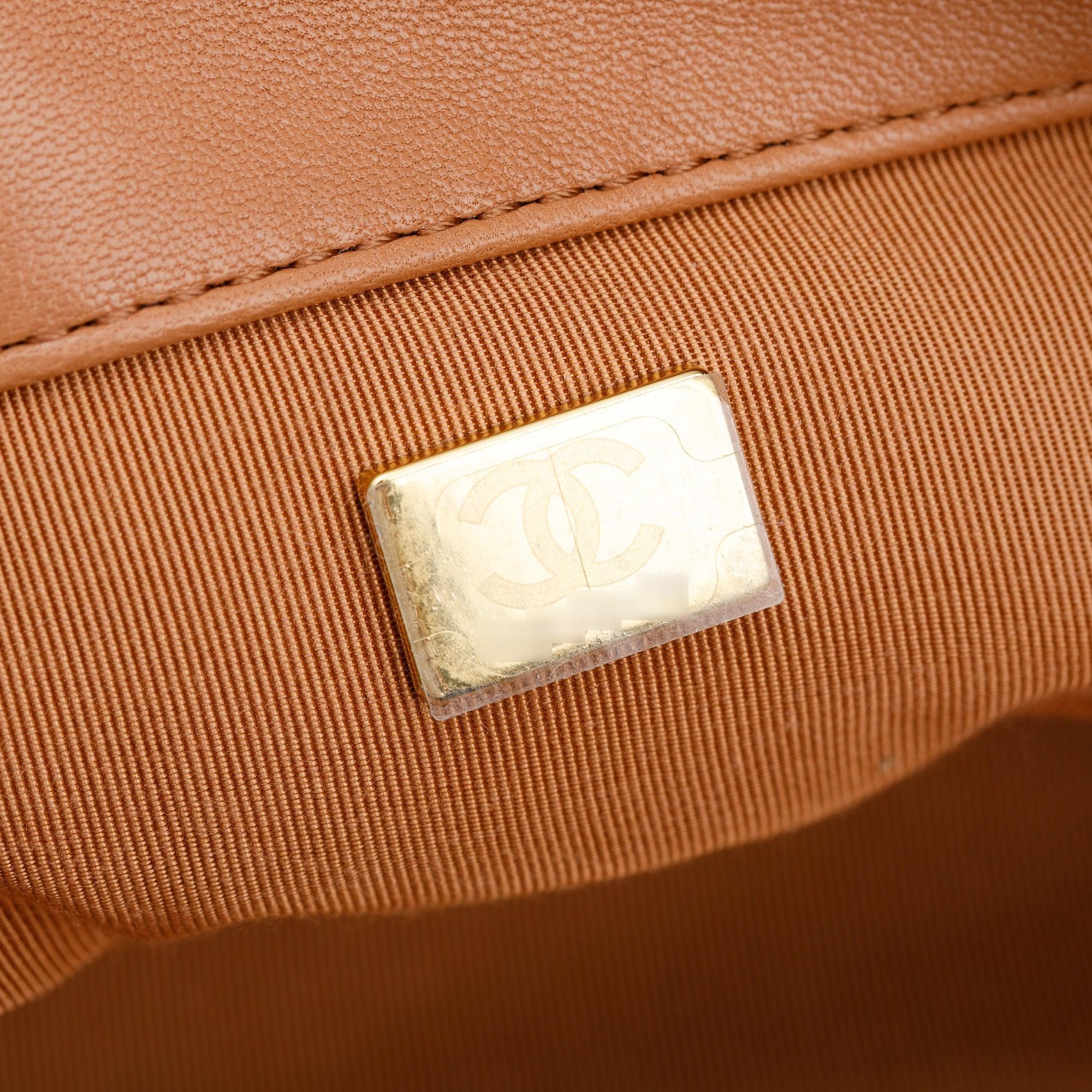 Chanel 2024 Brown Lambskin Leather Large 19 Flap Bag w/ Box