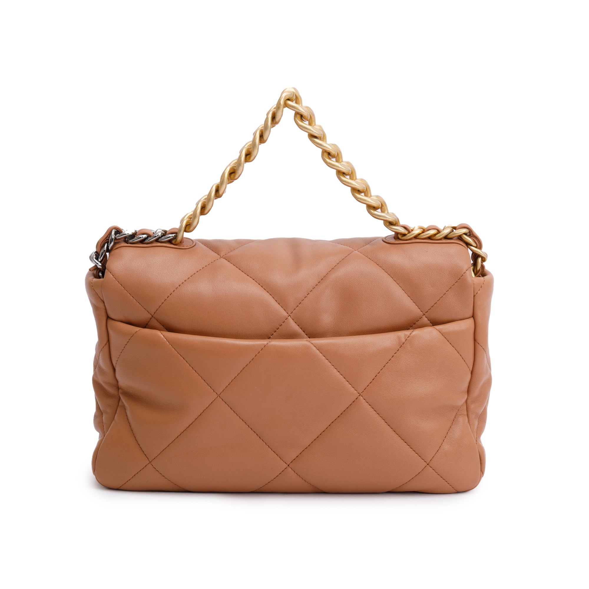 Chanel 2024 Brown Lambskin Leather Large 19 Flap Bag w/ Box