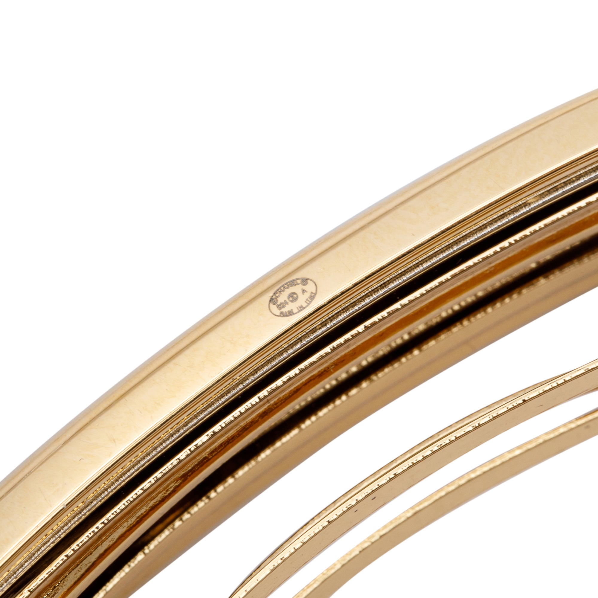 Chanel 2024 Gold-Plated Enamel Logo Hair Clip Barrette w/ Box & Receipt