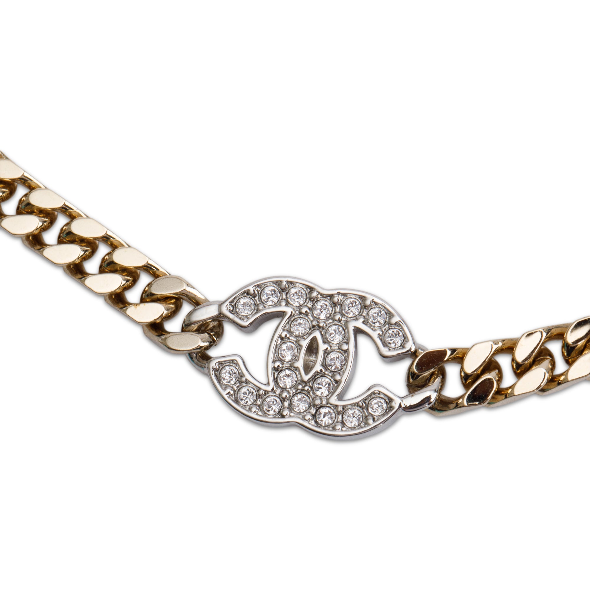 Chanel 2024 Gold Plated Strass CC Choker Necklace w/ Box