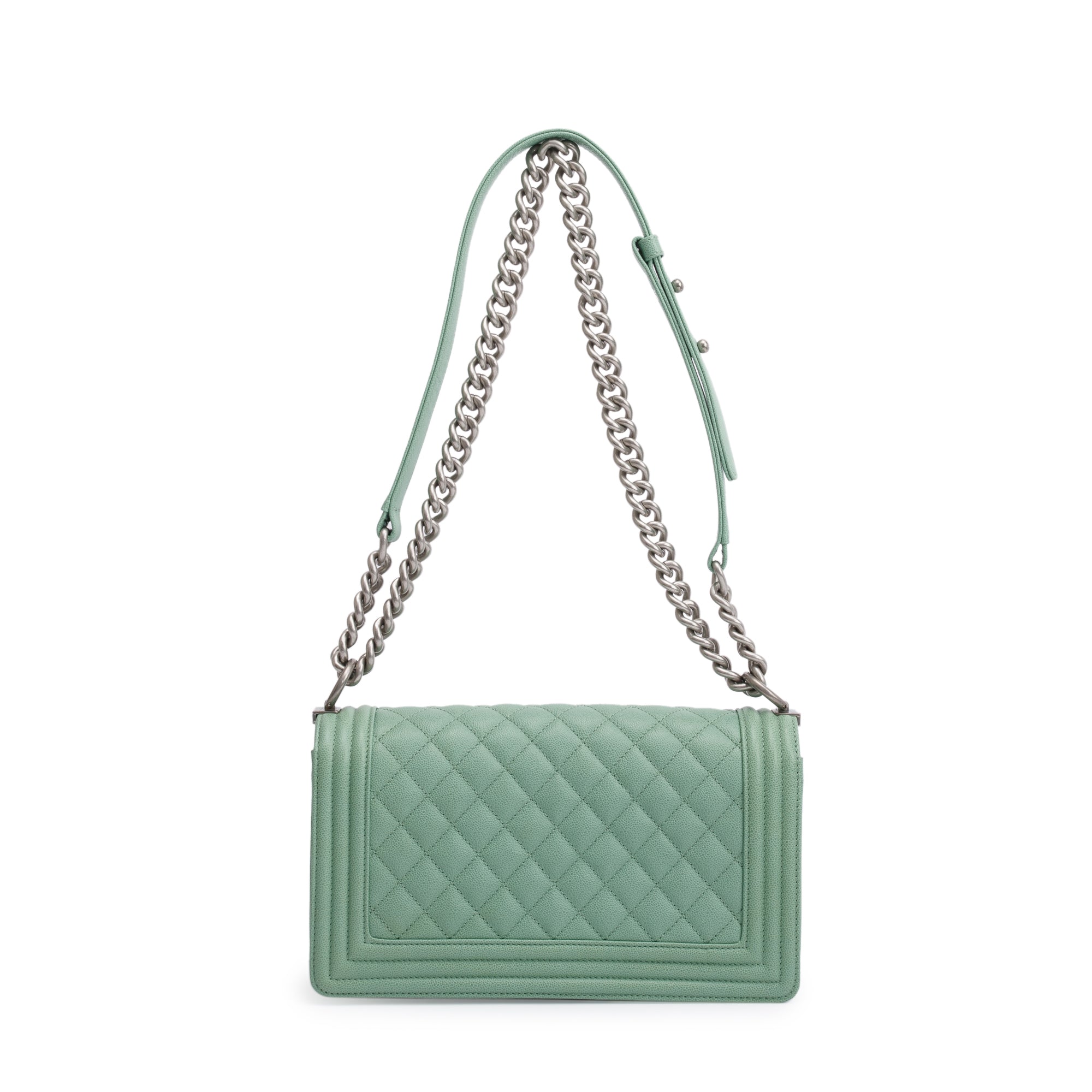 Chanel 2024 Green Caviar Leather Medium Boy Bag w/ Box & Receipt