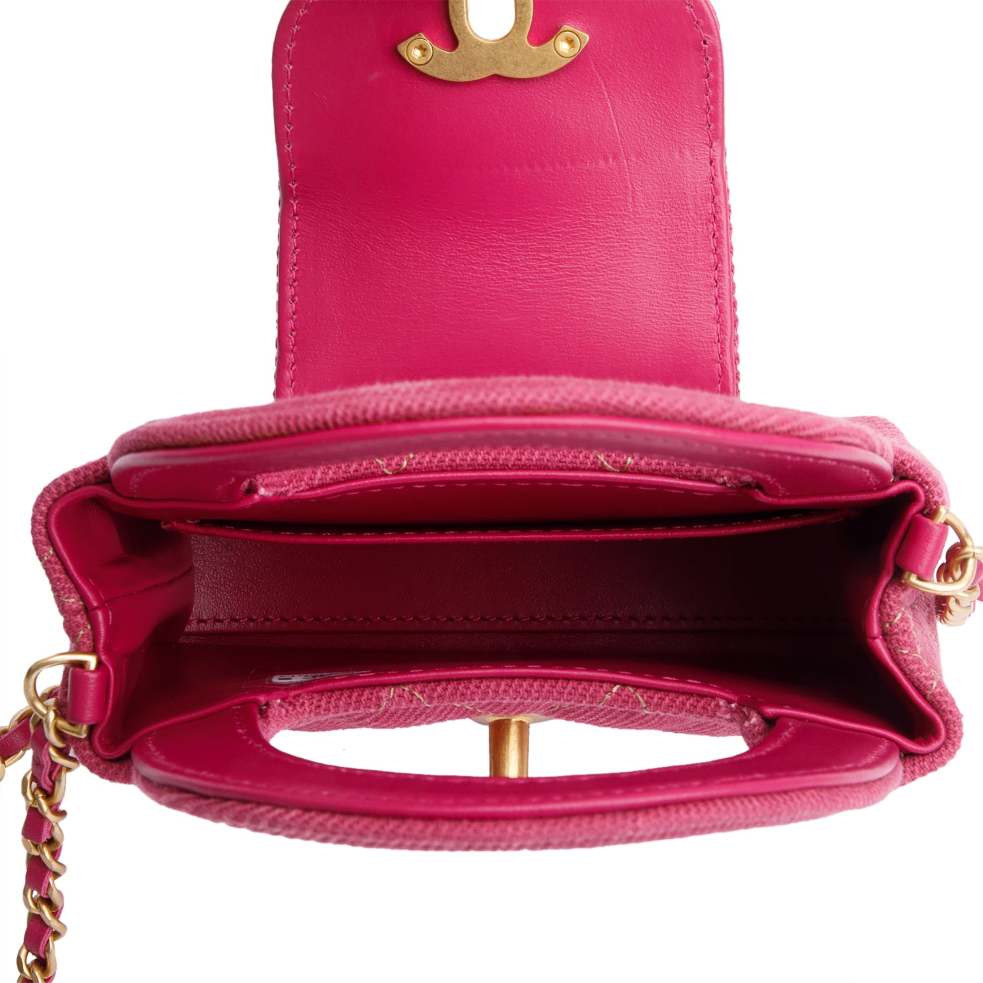 Chanel 2024 Pink Quilted Denim Nano Kelly Crossbody Bag w/ Box & Receipt